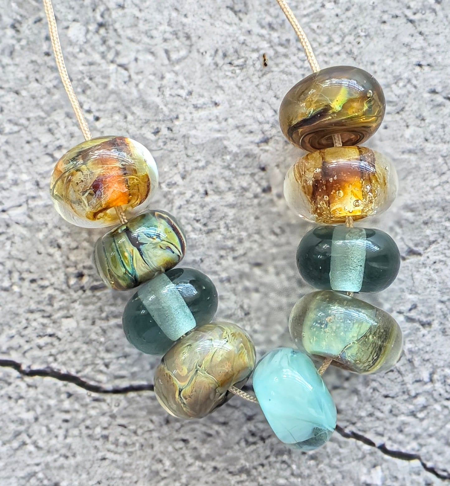 Handmade lampwork beads- set of 9
