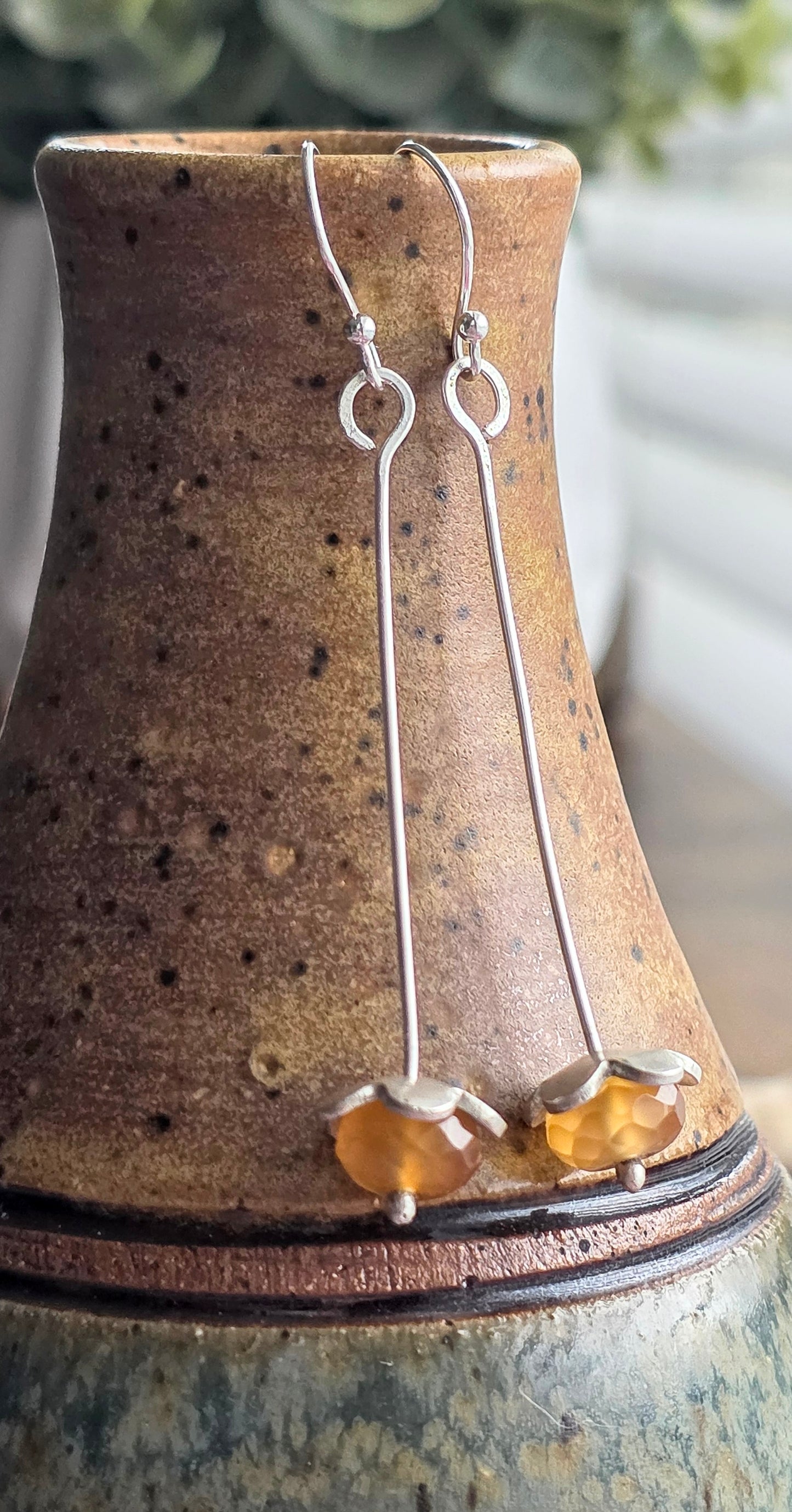Minimalist Carnelian dangle earrings