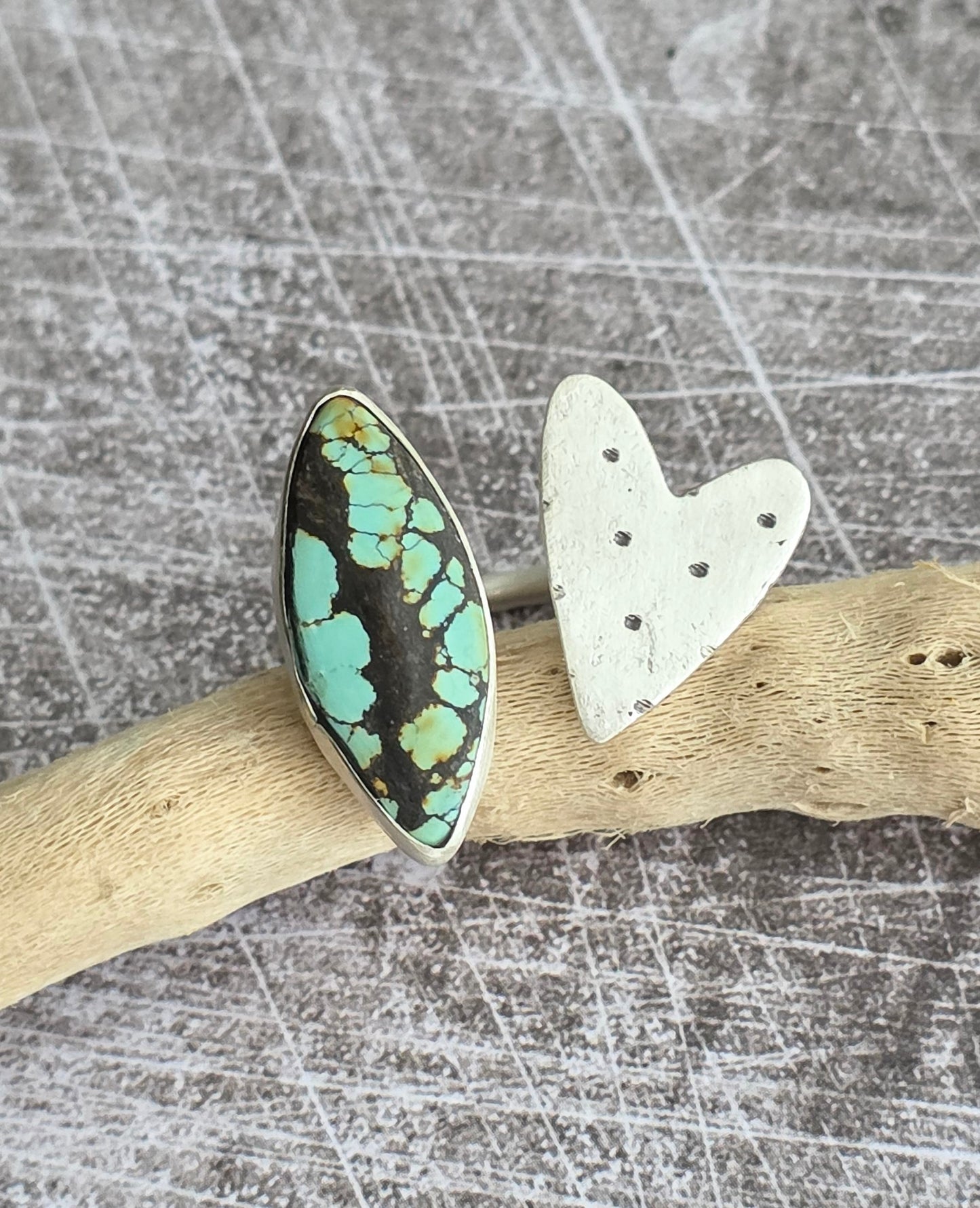 Turquoise and fine silver open ring- trending!