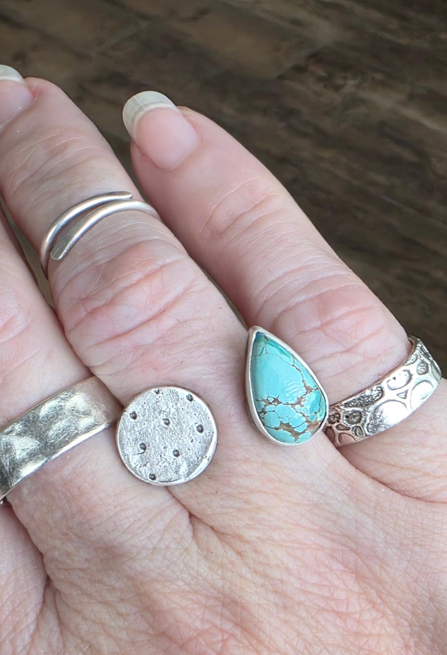 Turquoise and fine silver split/open ring- trending!