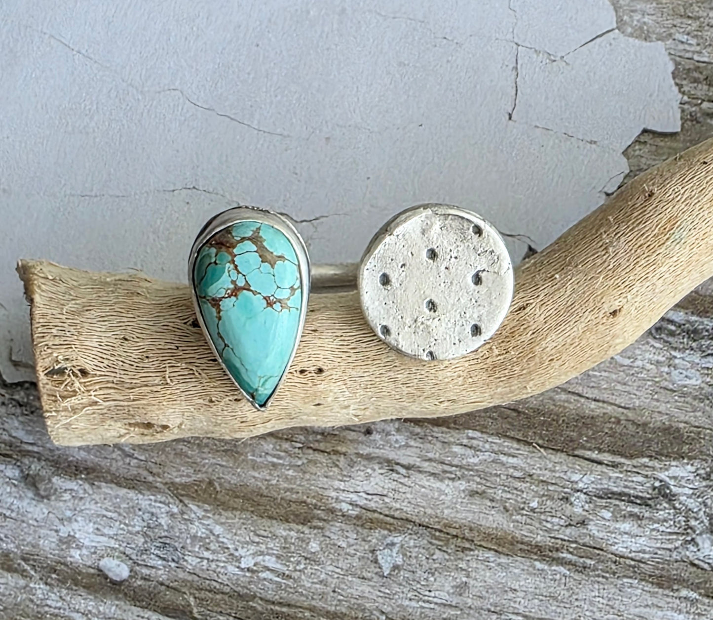 Turquoise and fine silver split/open ring- trending!