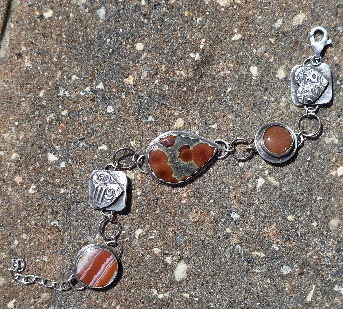 Autumn Gemstones and Hearts Charm Bracelet