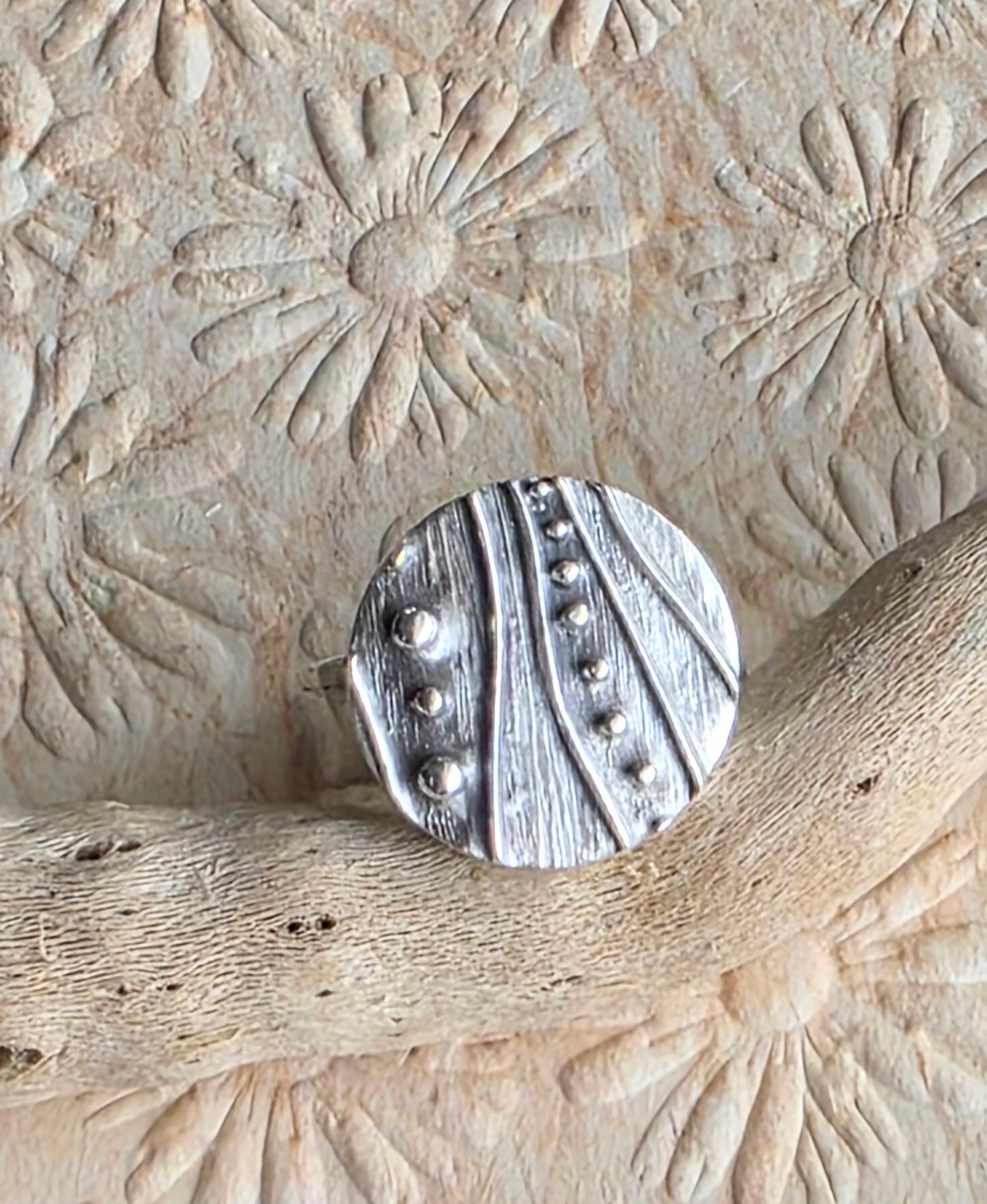 Fine Silver Textured Ring- Adjustable