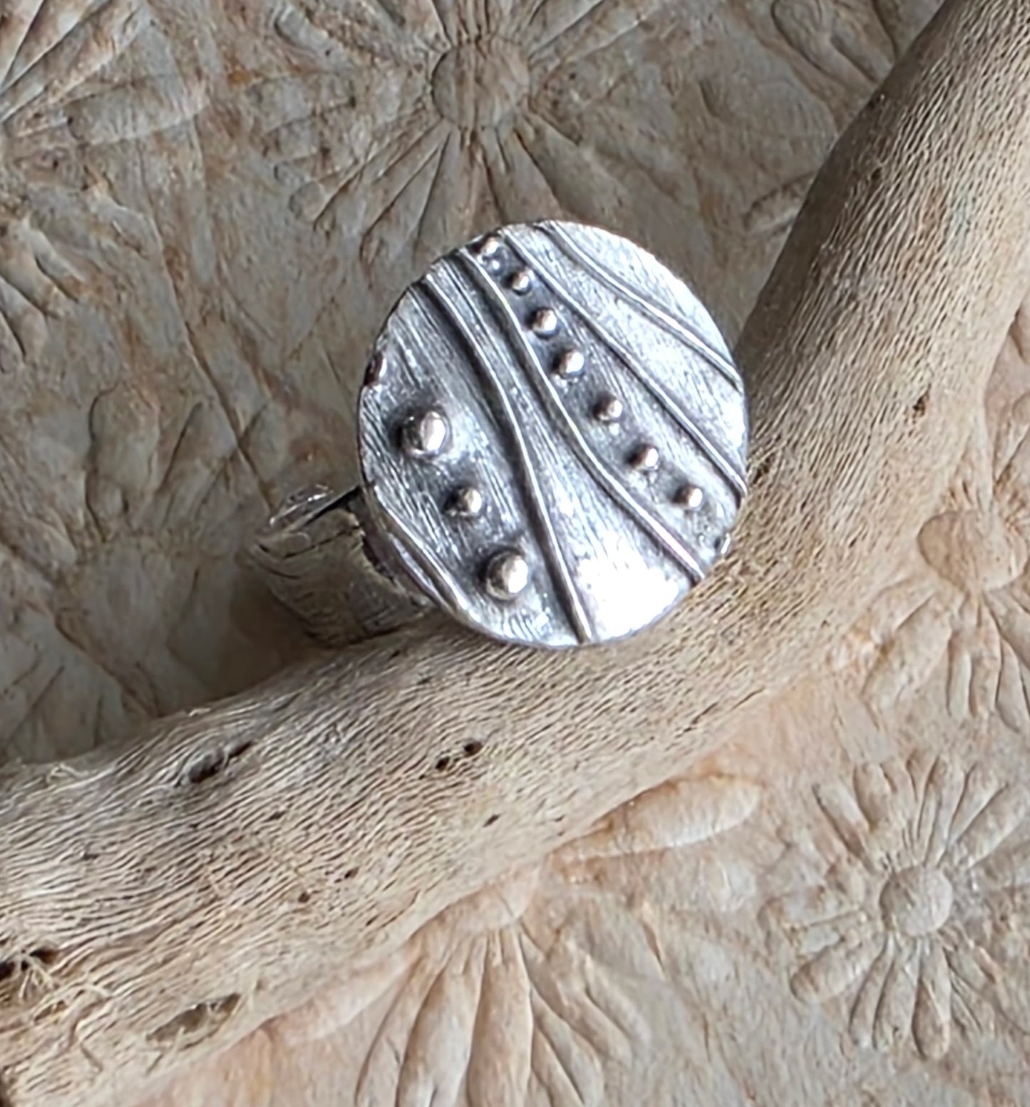 Fine Silver Textured Ring- Adjustable