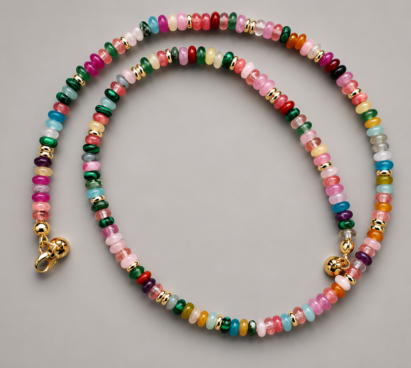 Mixed Gemstone Beaded Necklace – Sterling Silver or Gold Filled