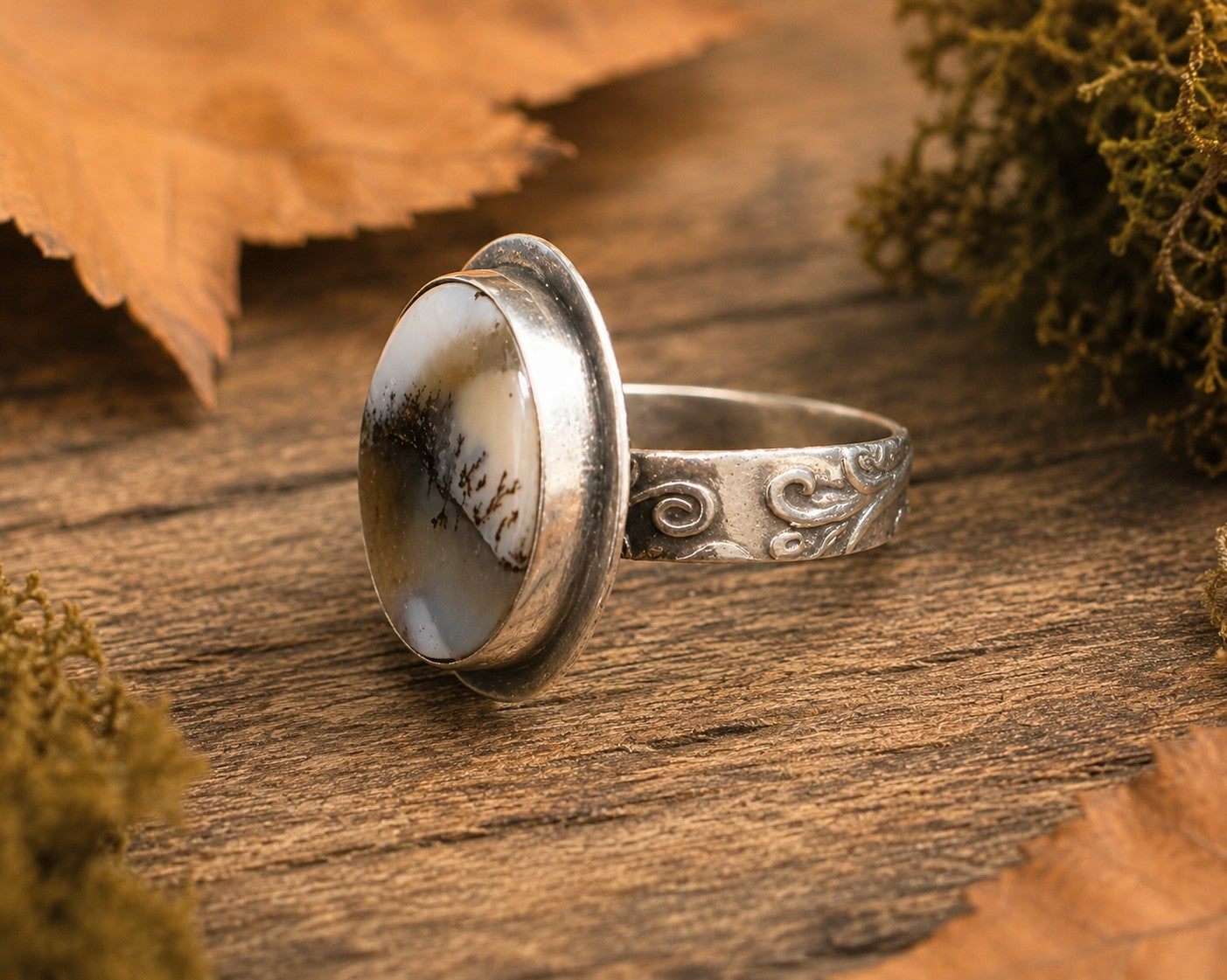 Sterling Silver Dendritic Agate Ring