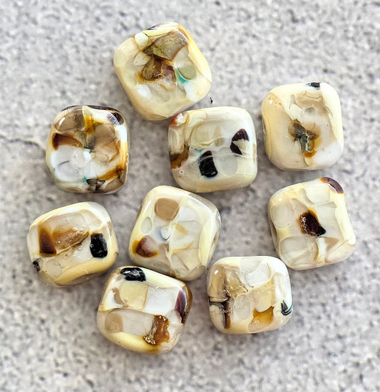 Handmade lampwork beads- neutrals