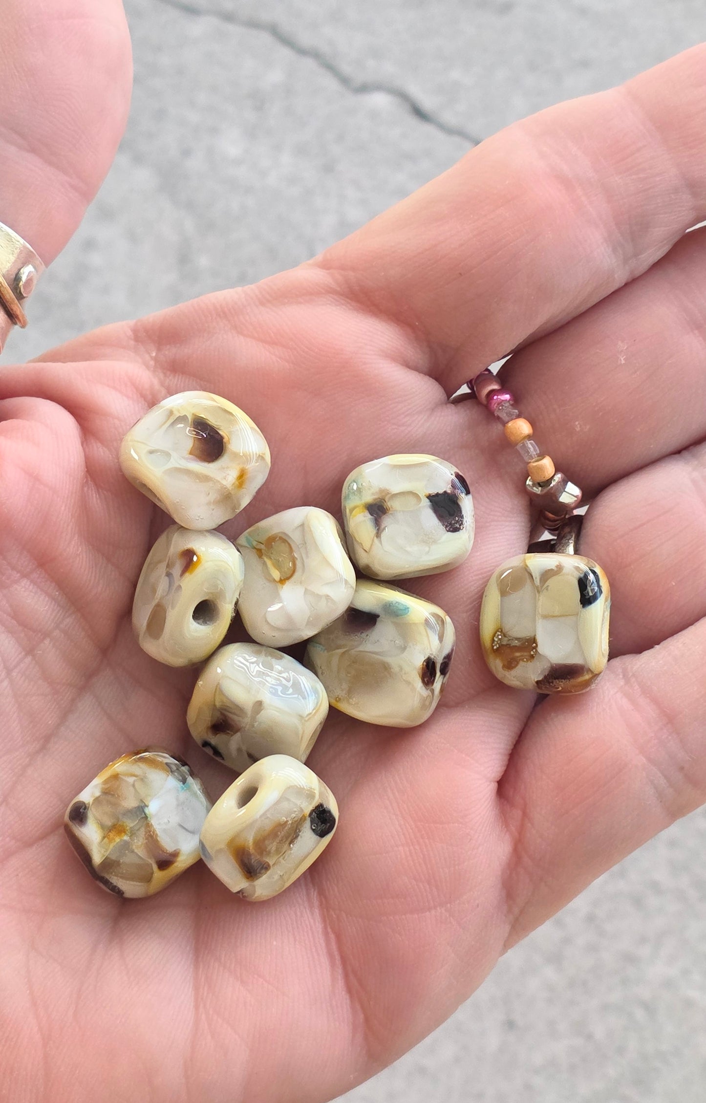 Handmade lampwork beads- neutrals