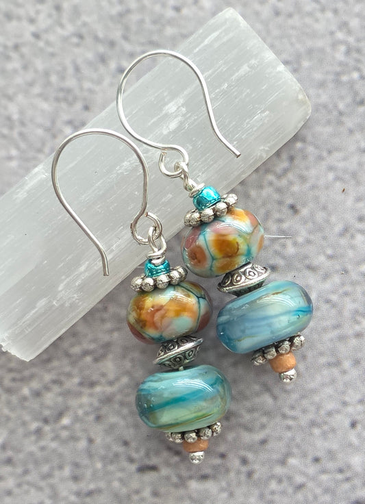 Handmade lampwork bead earrings