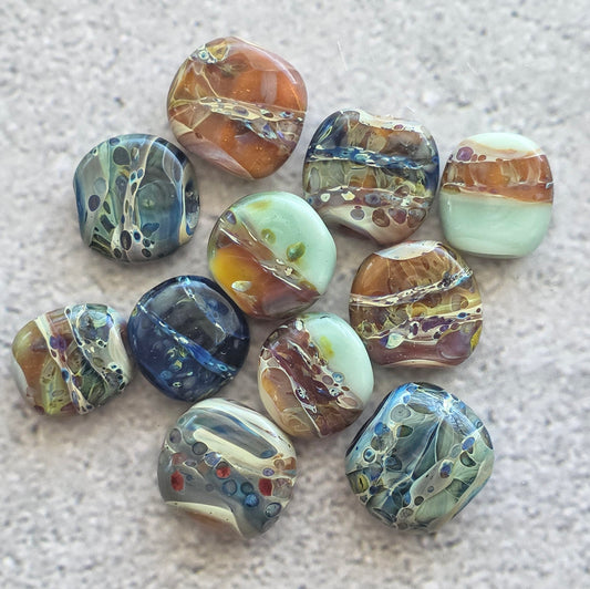 Handmade boro lampwork beads- set of 11