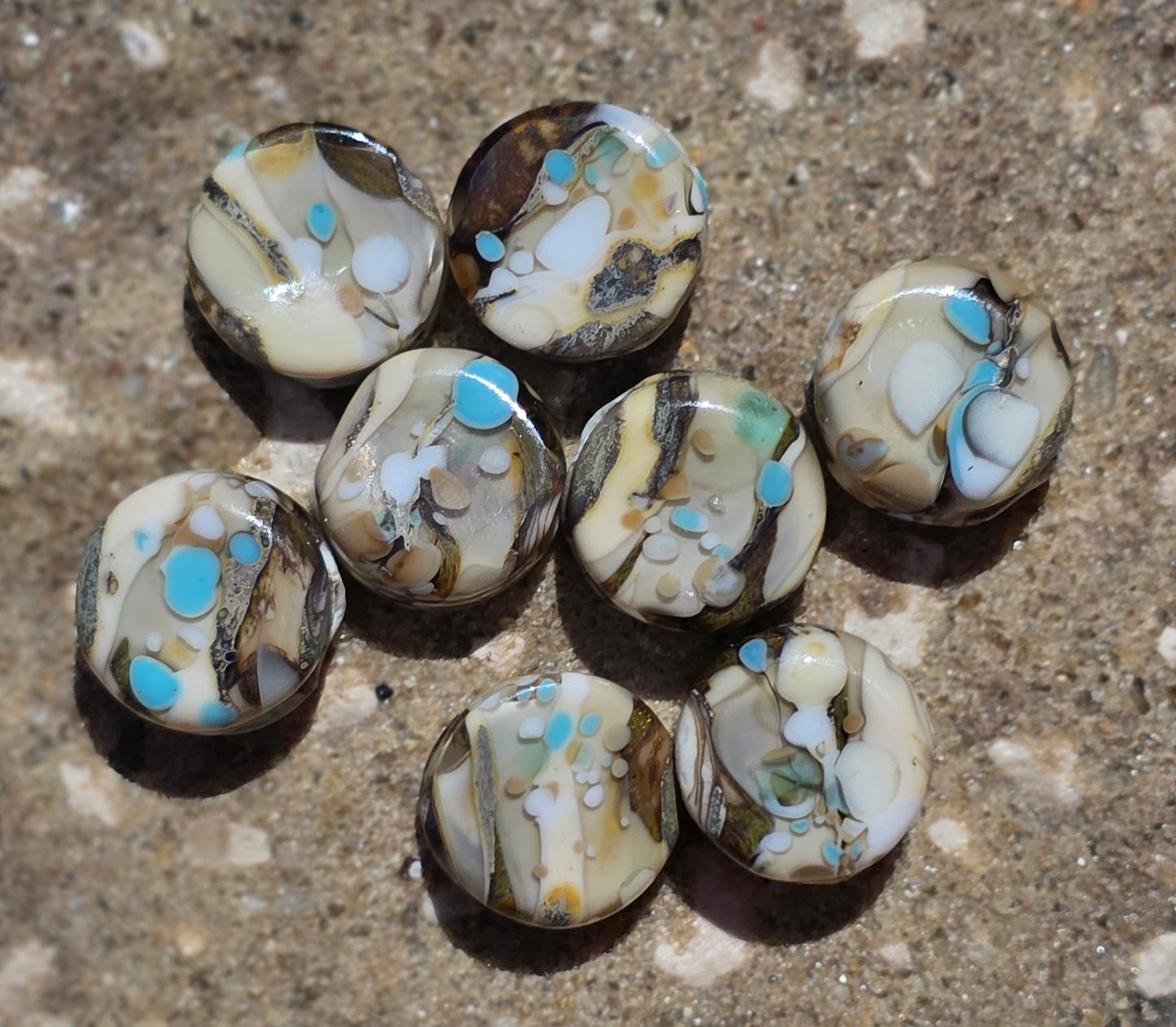 Handmade lampwork beads- set of 8