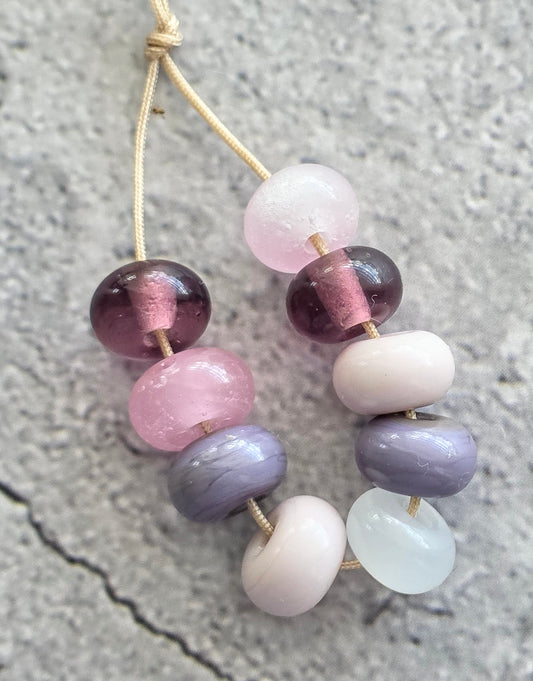Handmade ombre lampwork beads- set of 9
