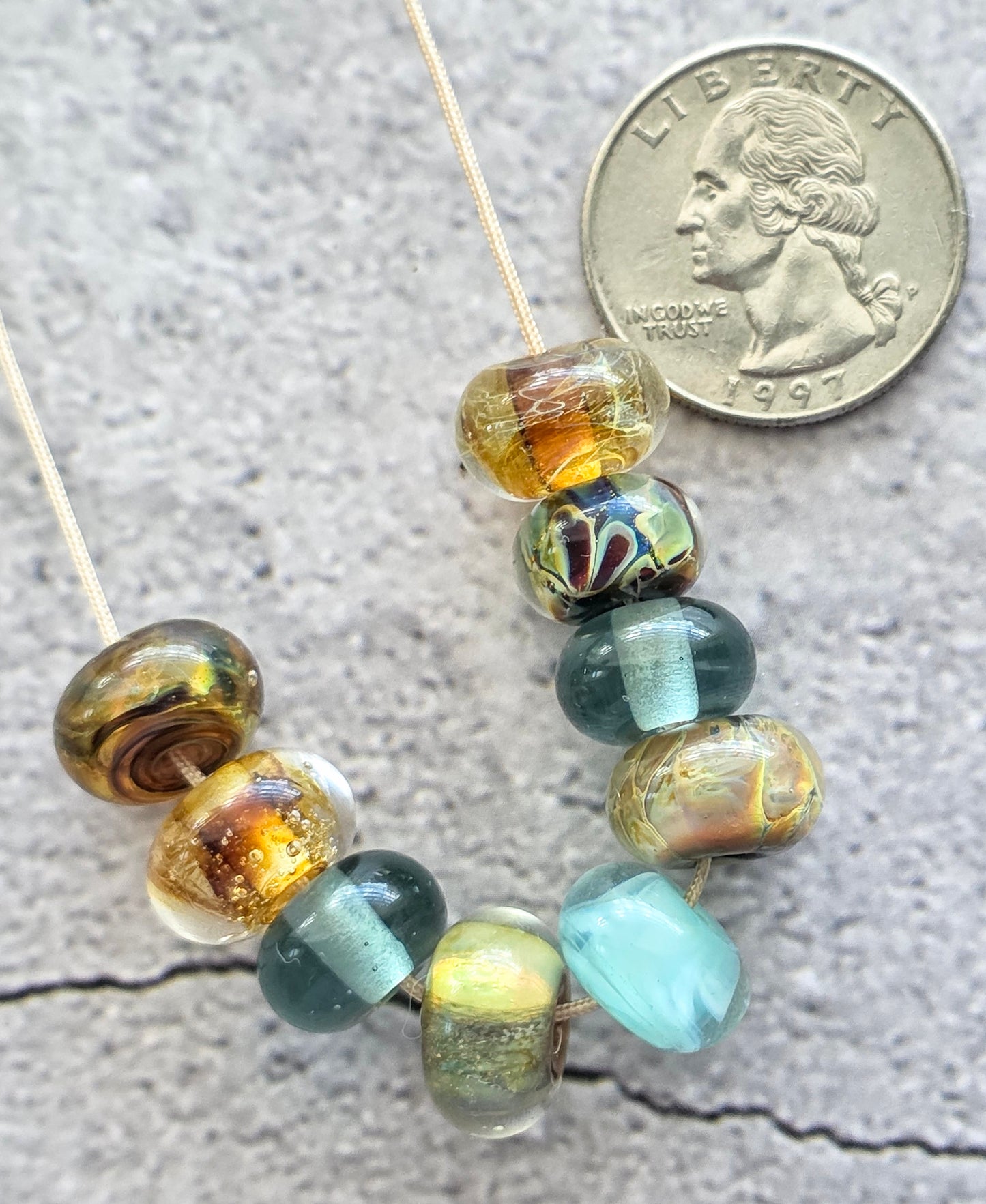 Handmade lampwork beads- set of 9