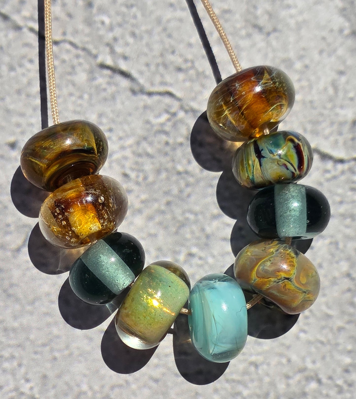 Handmade lampwork beads- set of 9