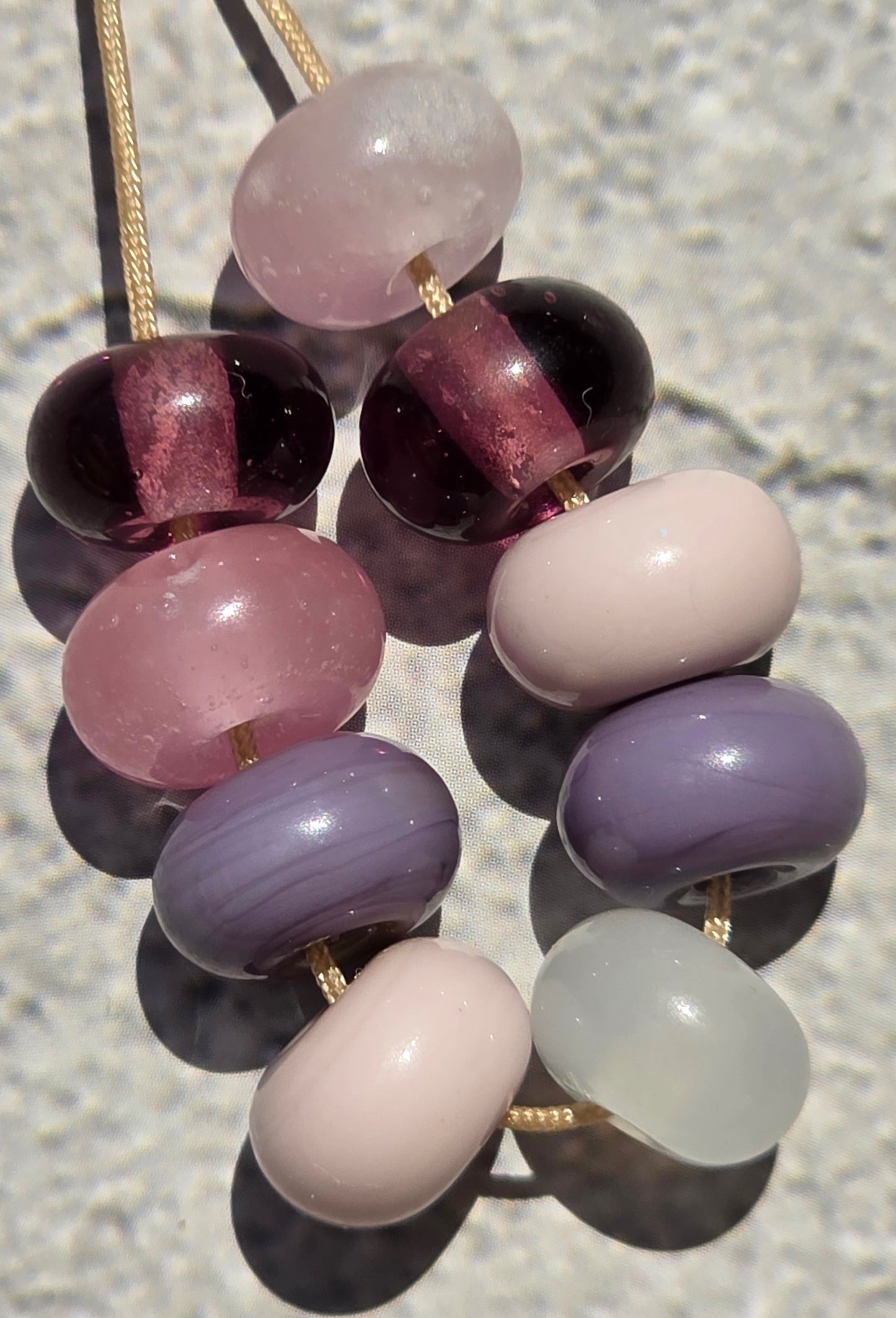 Handmade ombre lampwork beads- set of 9