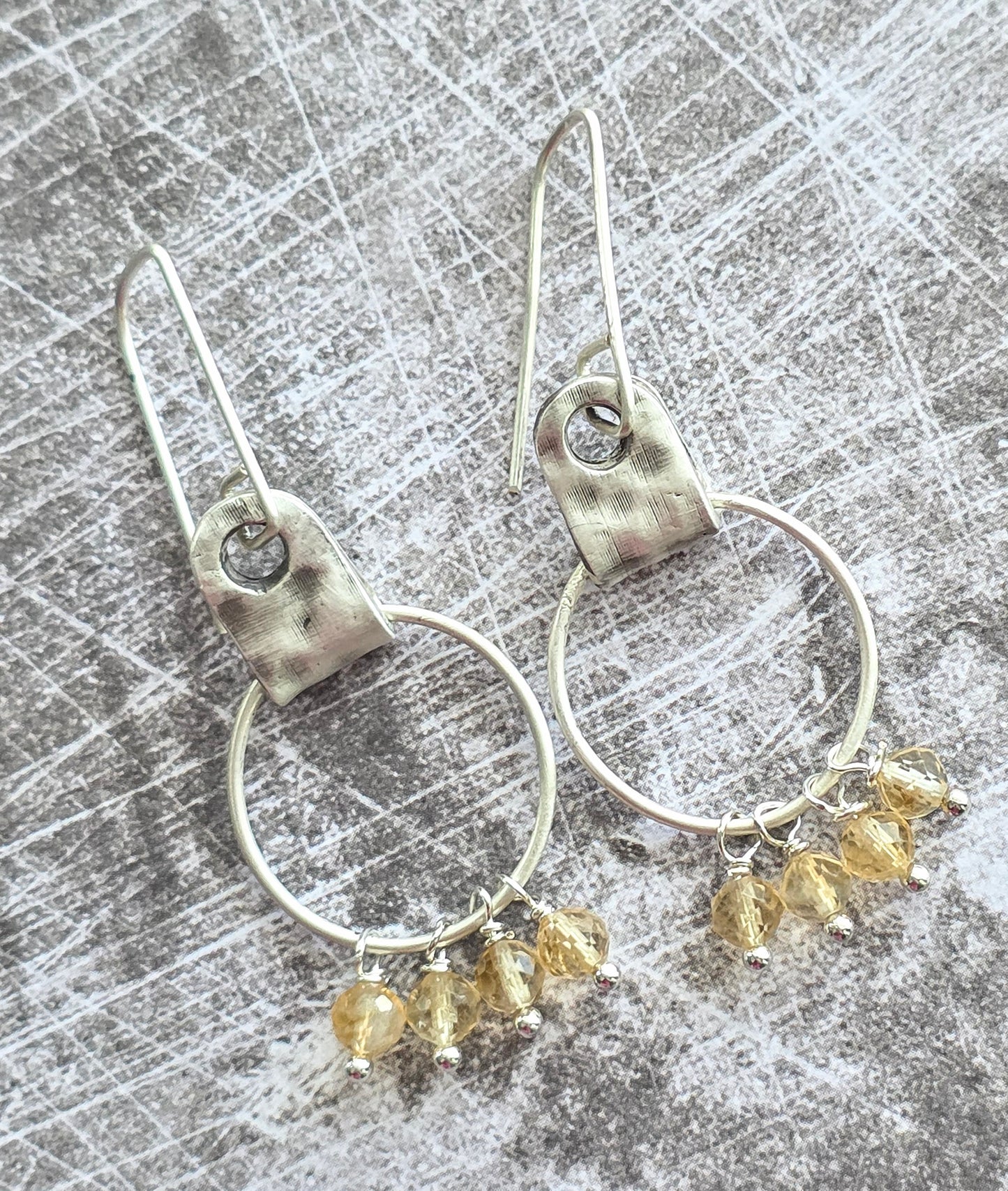 Fine and sterling silver citrine gemstone earrings