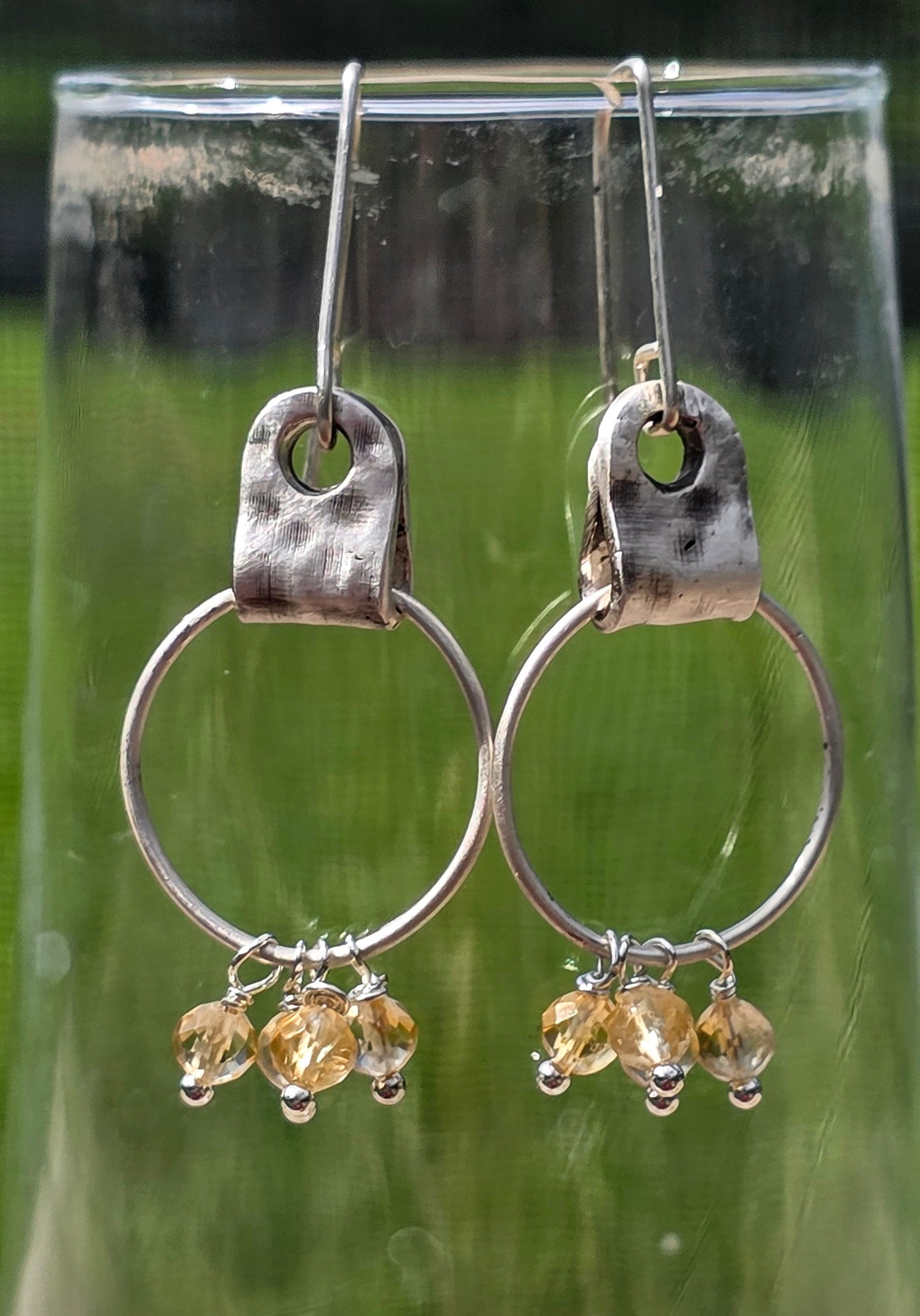 Fine and sterling silver citrine gemstone earrings