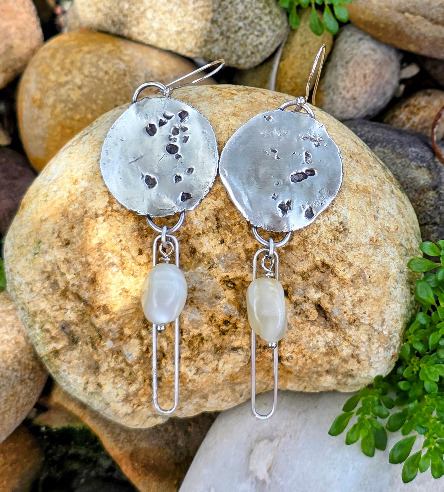 Sterling and Fine silver dangles with moonstone