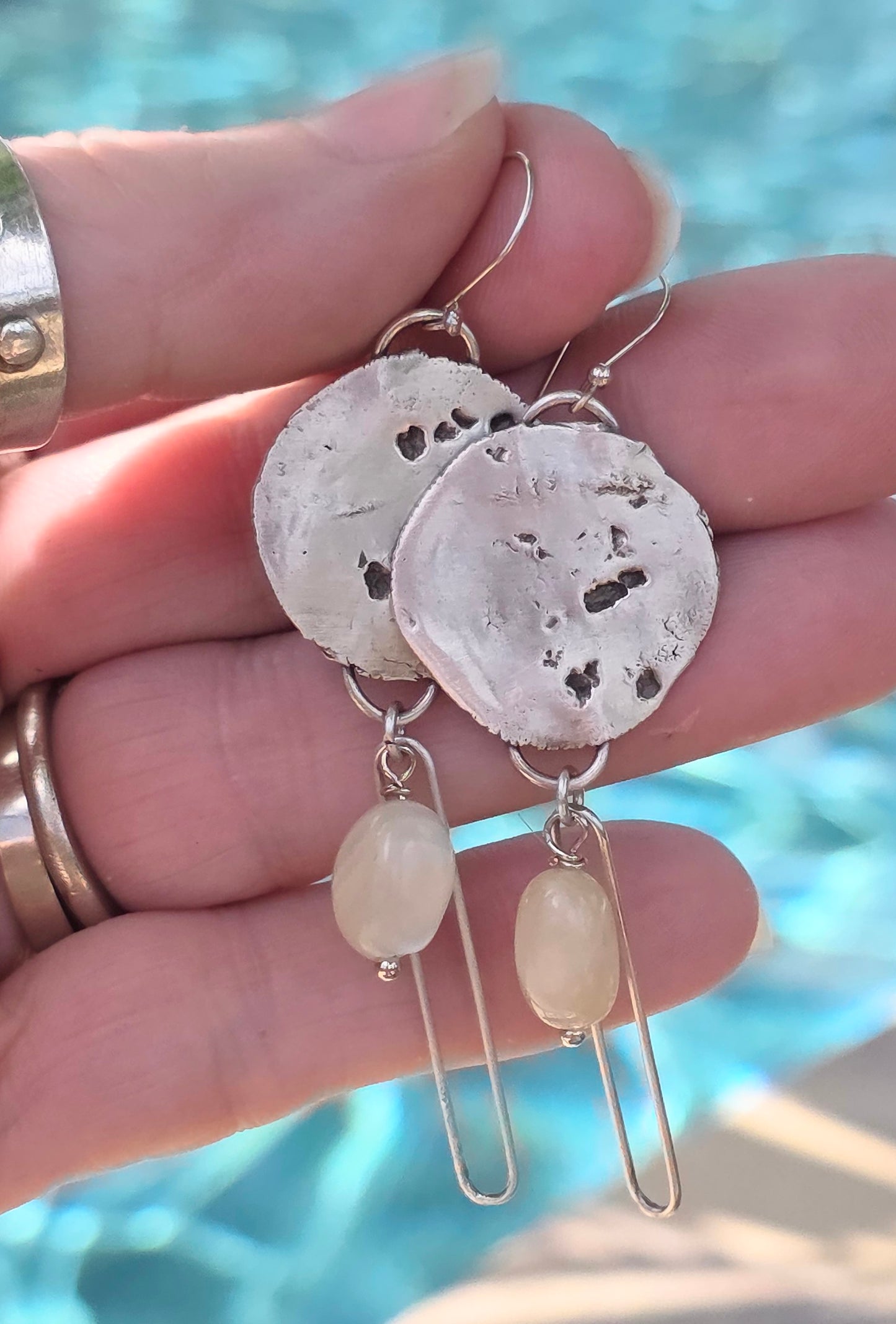 Sterling and Fine silver dangles with moonstone