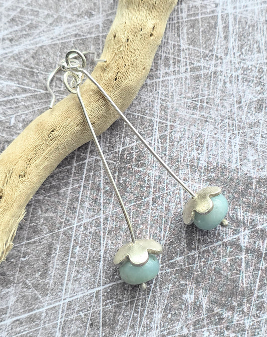 Minimalist Amazonite dangle earrings