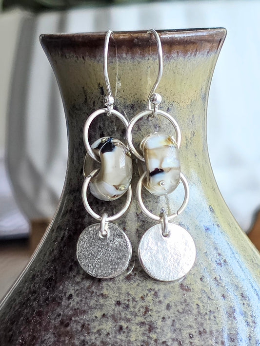 Handmade lampwork bead and sterling dangle earrings