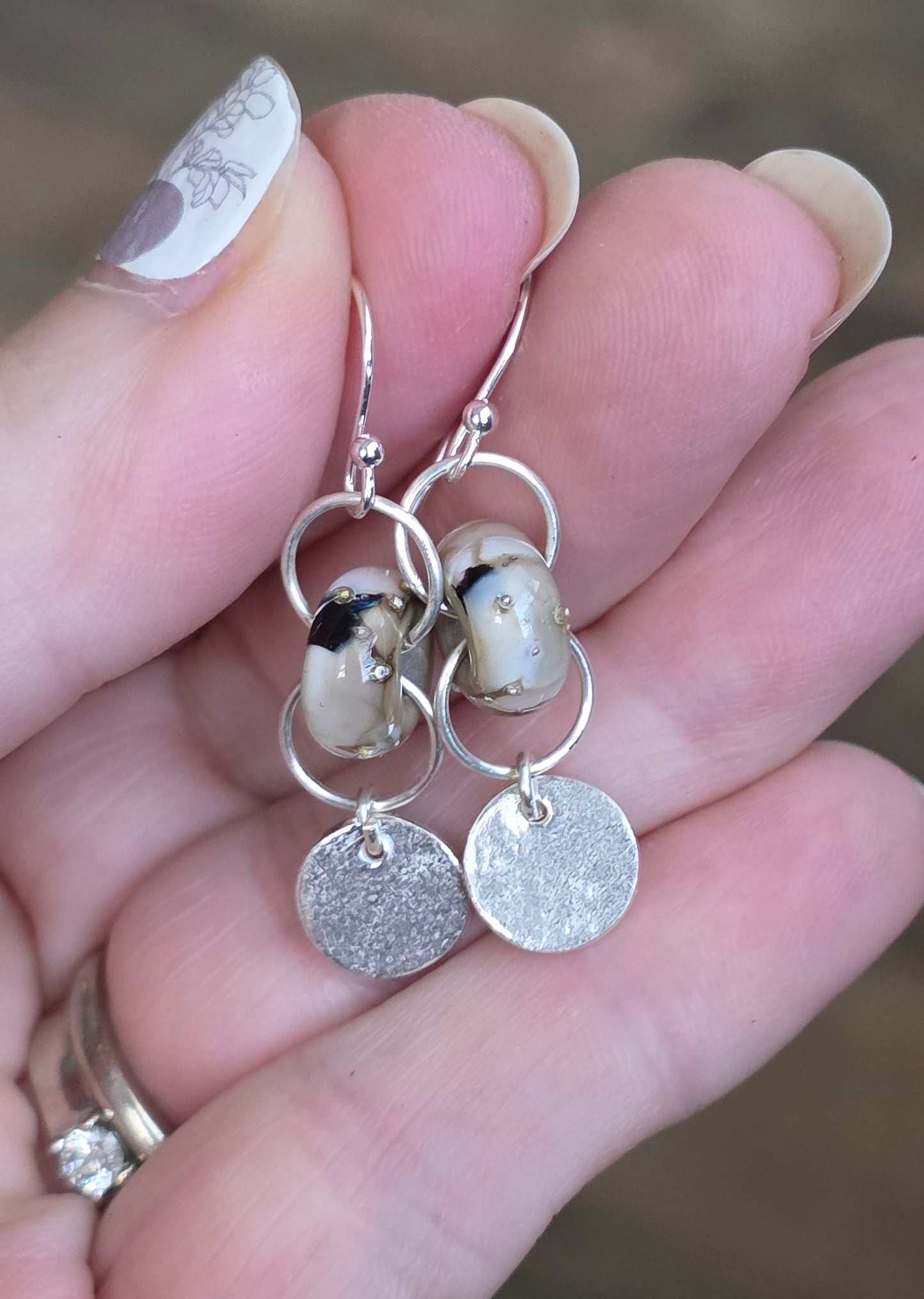 Handmade lampwork bead and sterling dangle earrings
