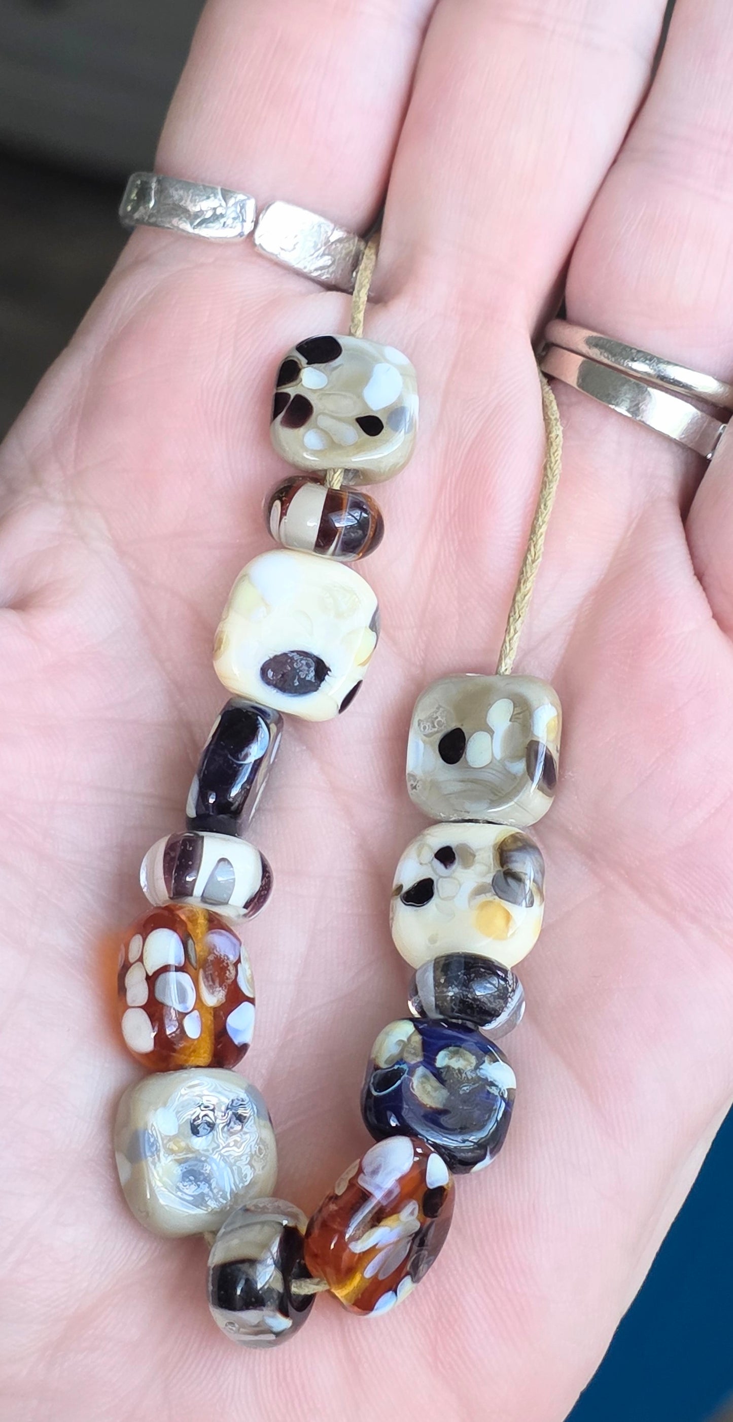 Earthy Handmade Lampwork Beads- 13 beads