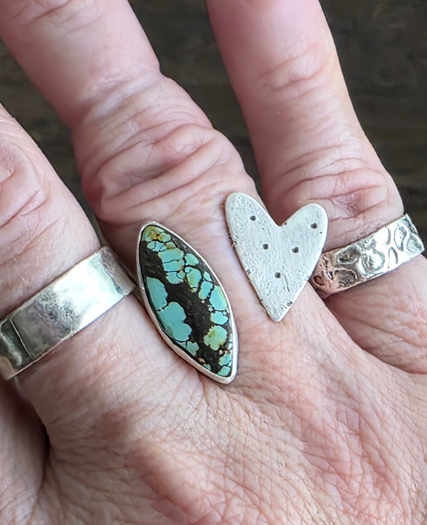 Turquoise and fine silver open ring- trending!