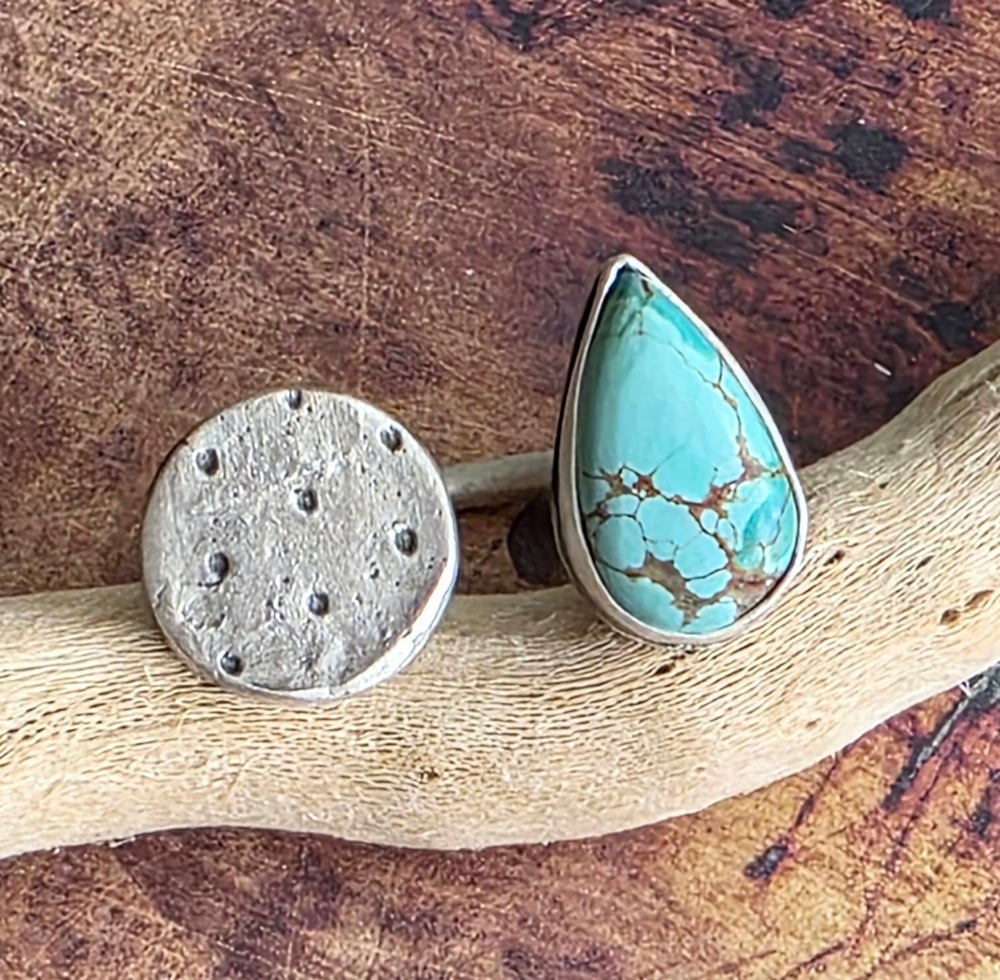 Turquoise and fine silver split/open ring- trending!