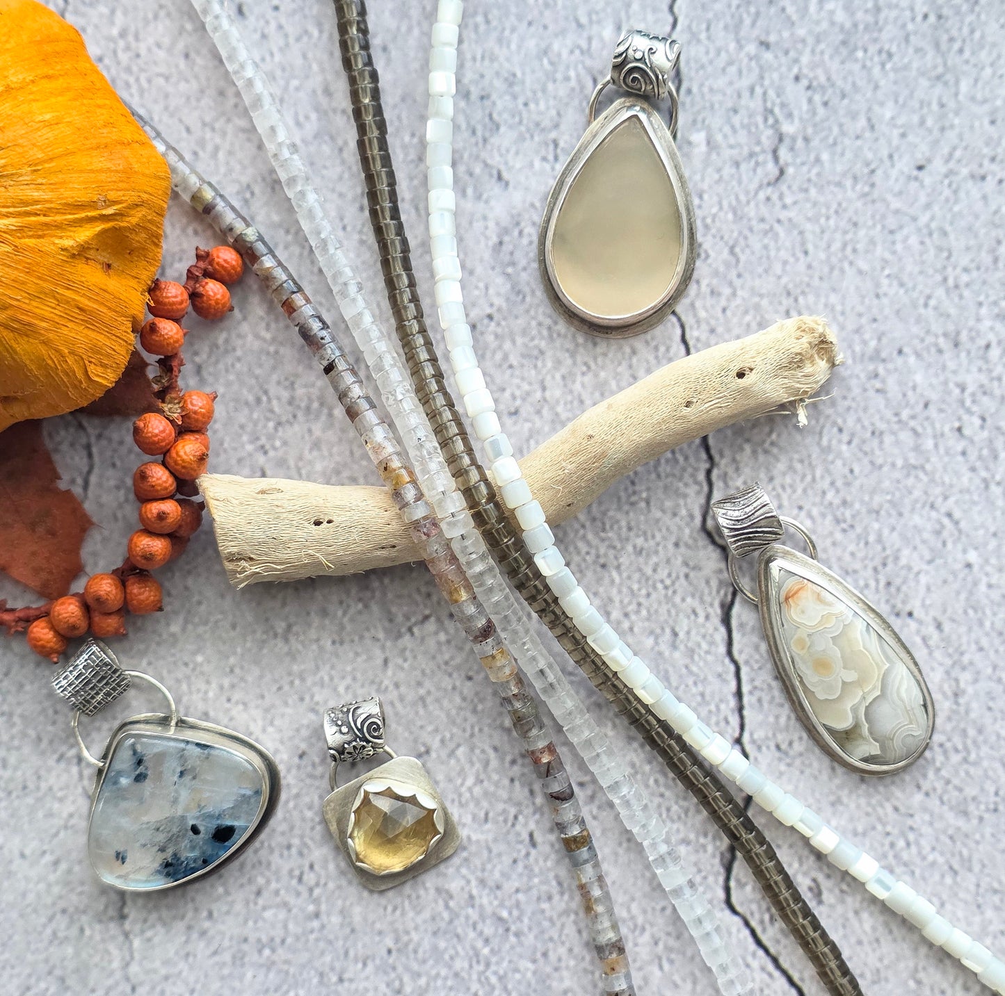 Crazy Lace Agate pendant with fine silver bail