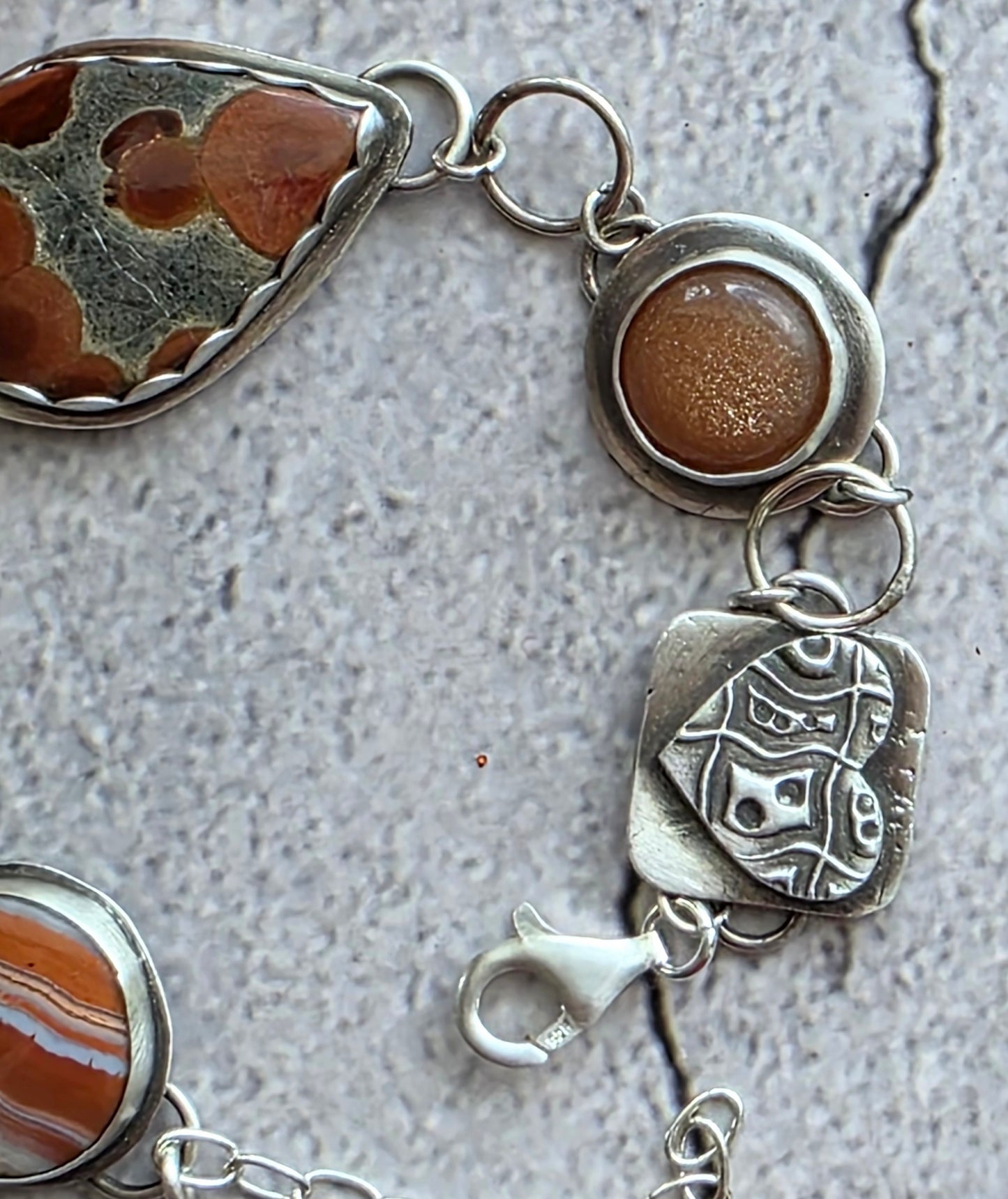 Autumn Gemstones and Hearts Charm Bracelet