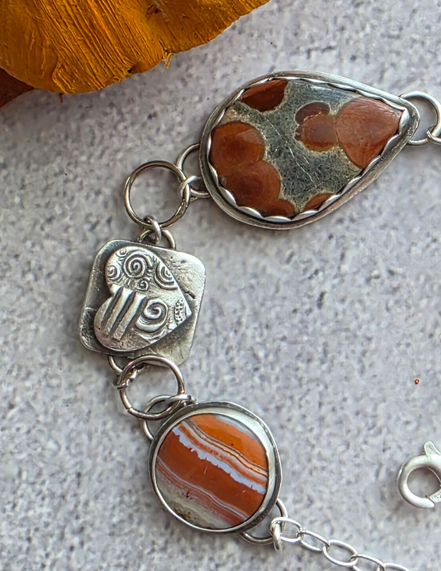Autumn Gemstones and Hearts Charm Bracelet