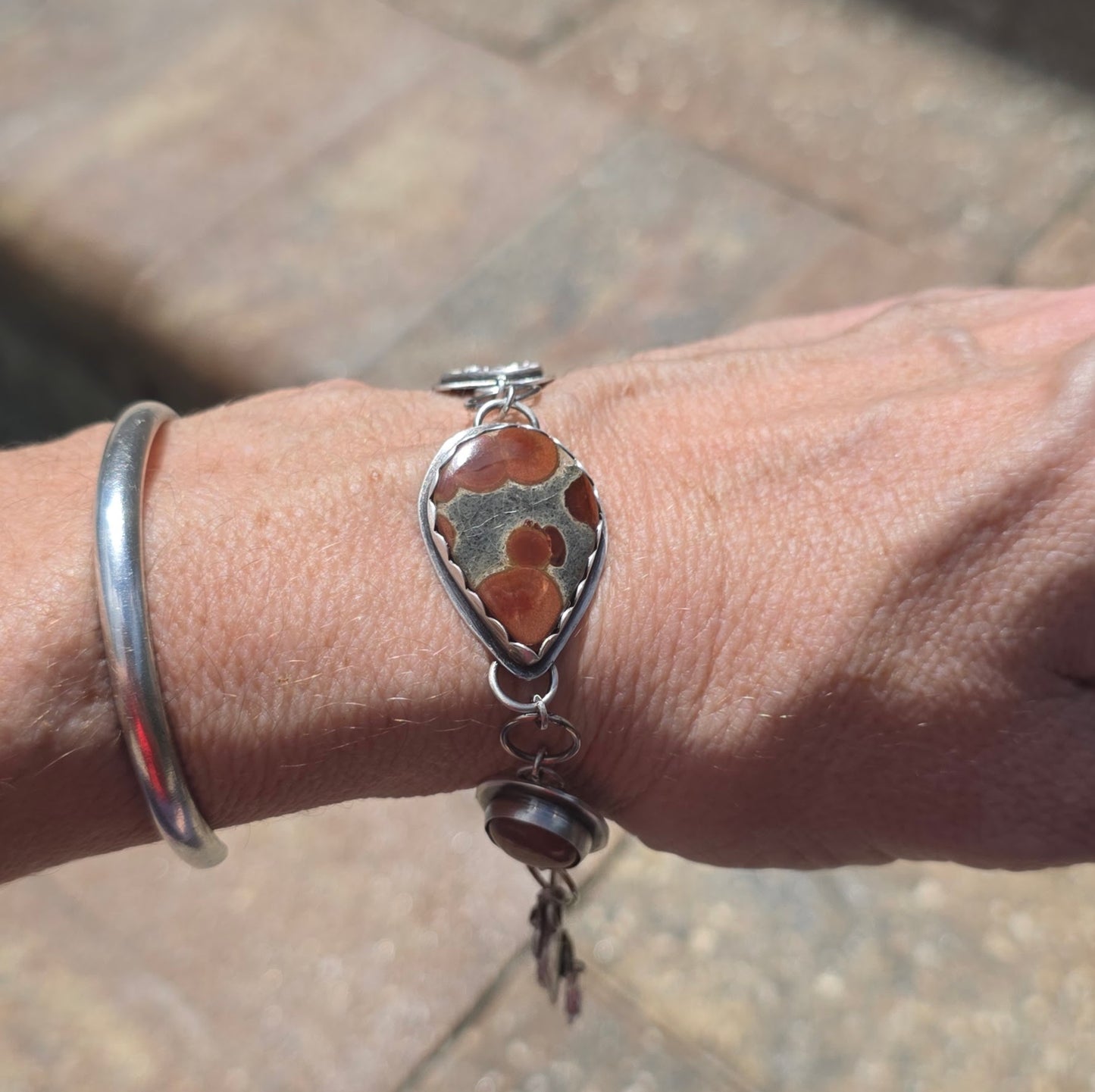 Autumn Gemstones and Hearts Charm Bracelet