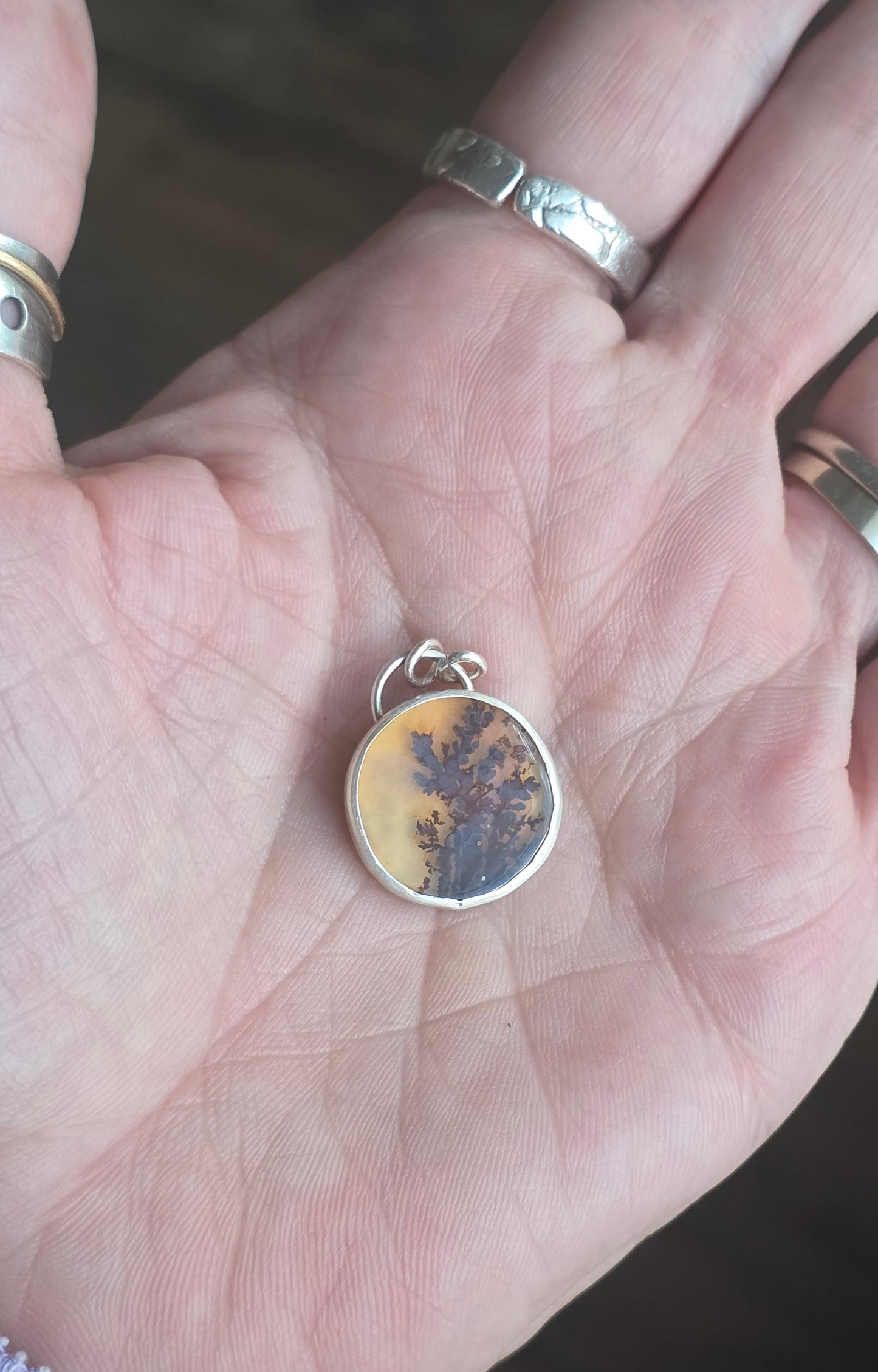 Round Dendritic Agate Pendant/Charm