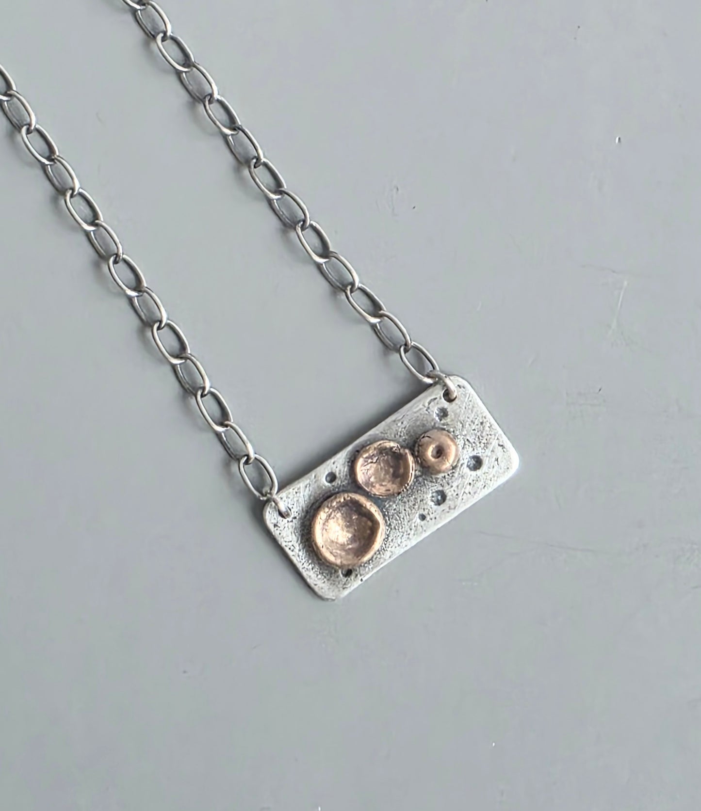 Sterling and Bronze Rustic Necklace