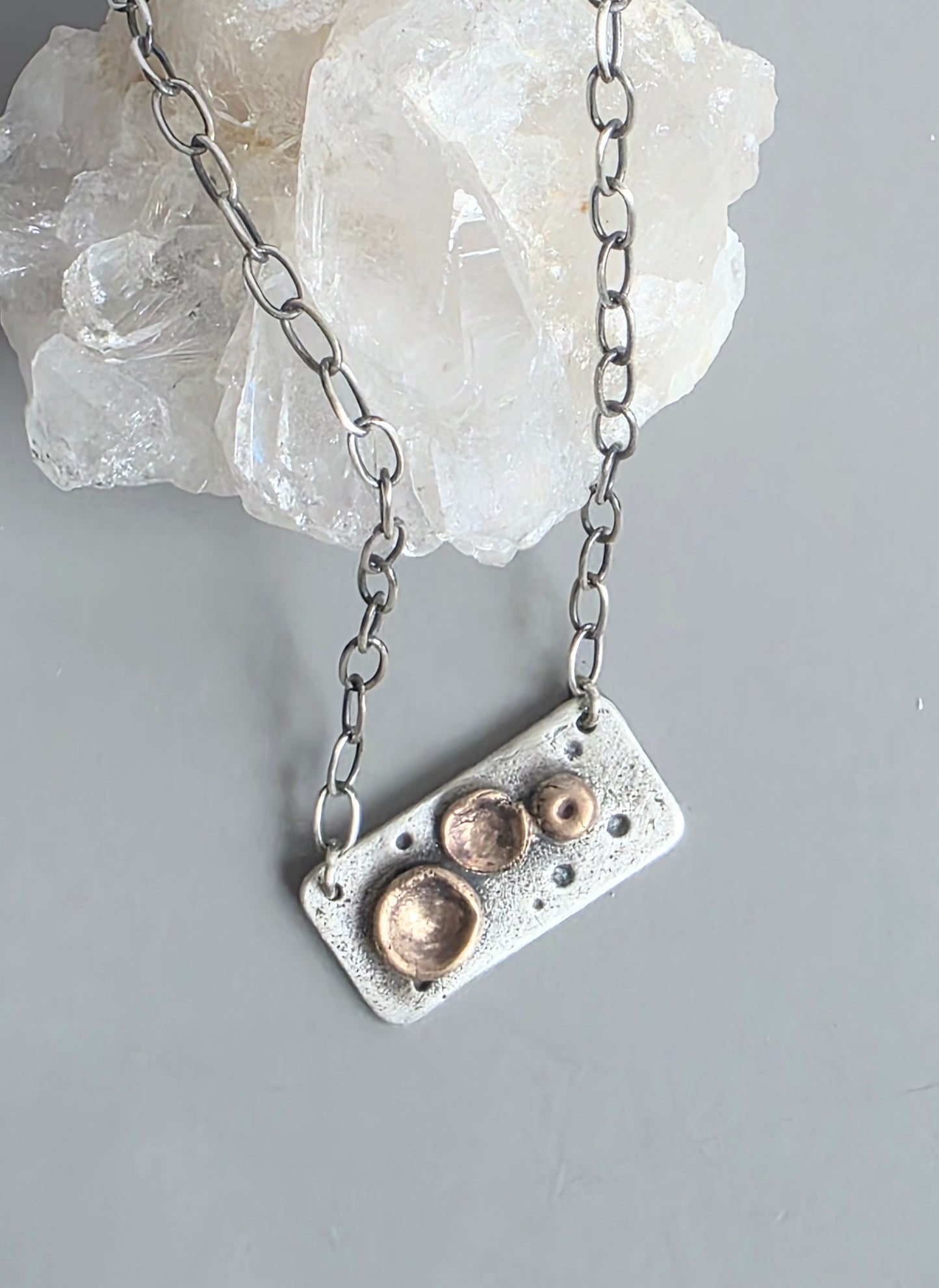 Sterling and Bronze Rustic Necklace