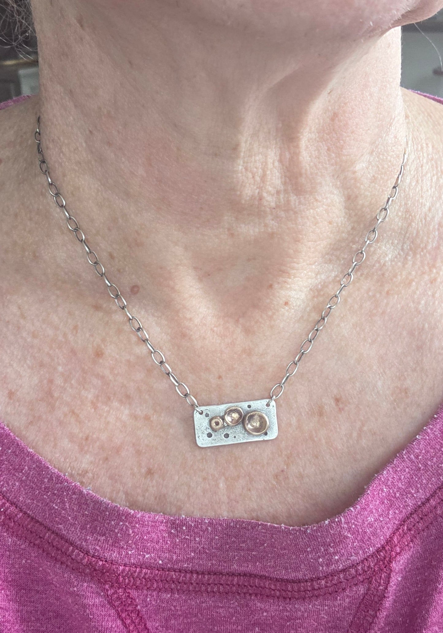 Sterling and Bronze Rustic Necklace