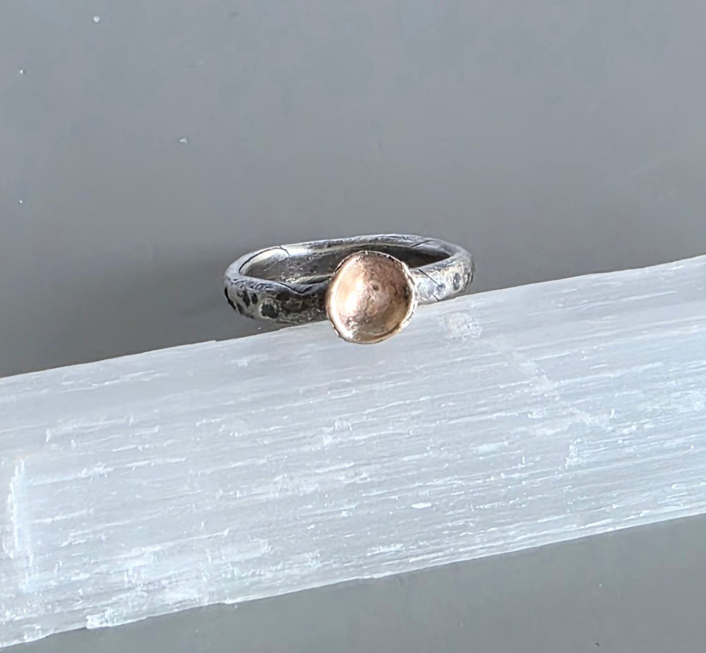 Rustic Sterling and Bronze Stacking Ring