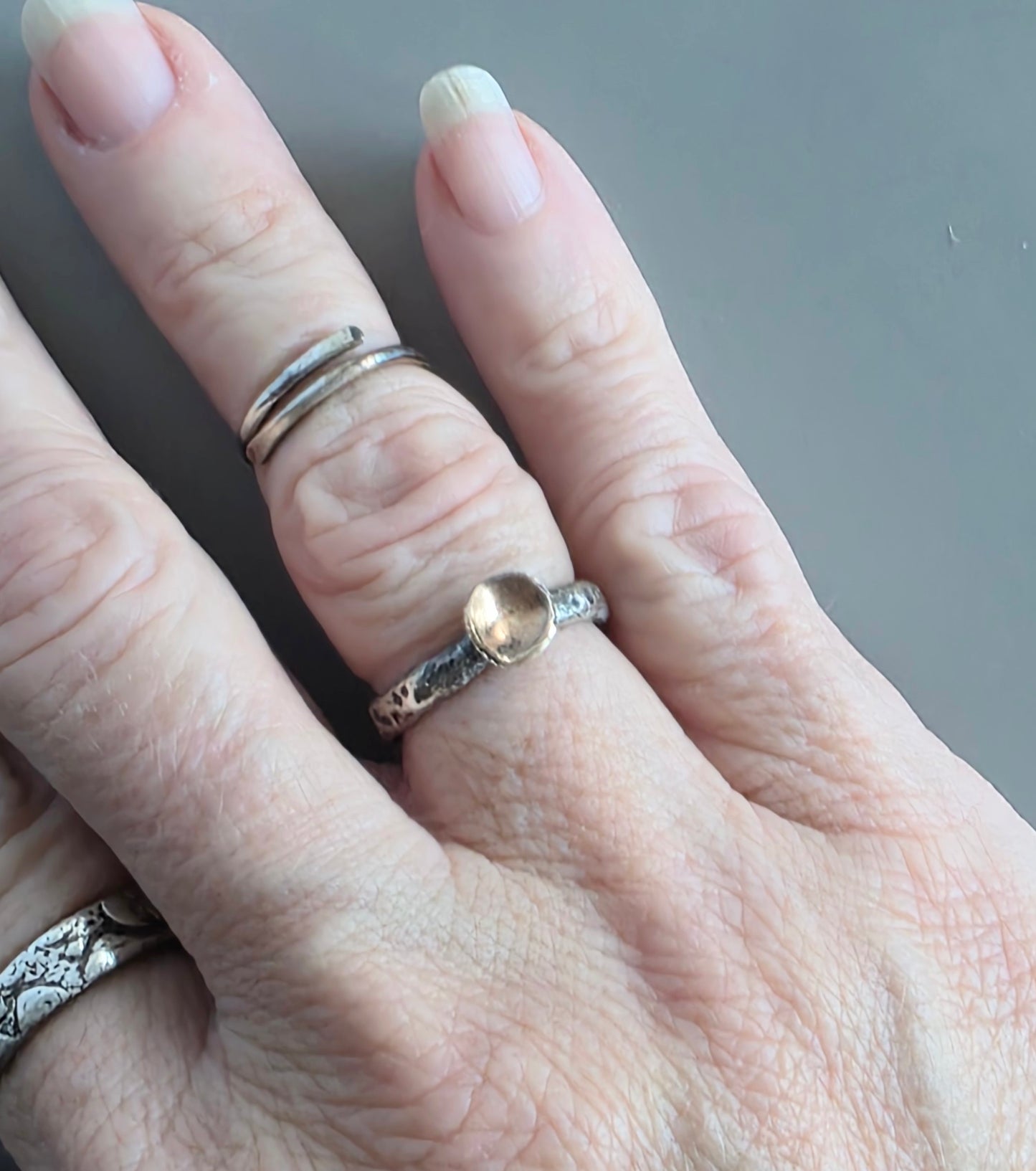 Rustic Sterling and Bronze Stacking Ring