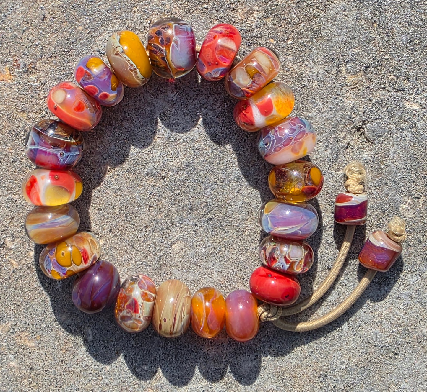 Handmade Lampwork Bead Stretch Bracelet