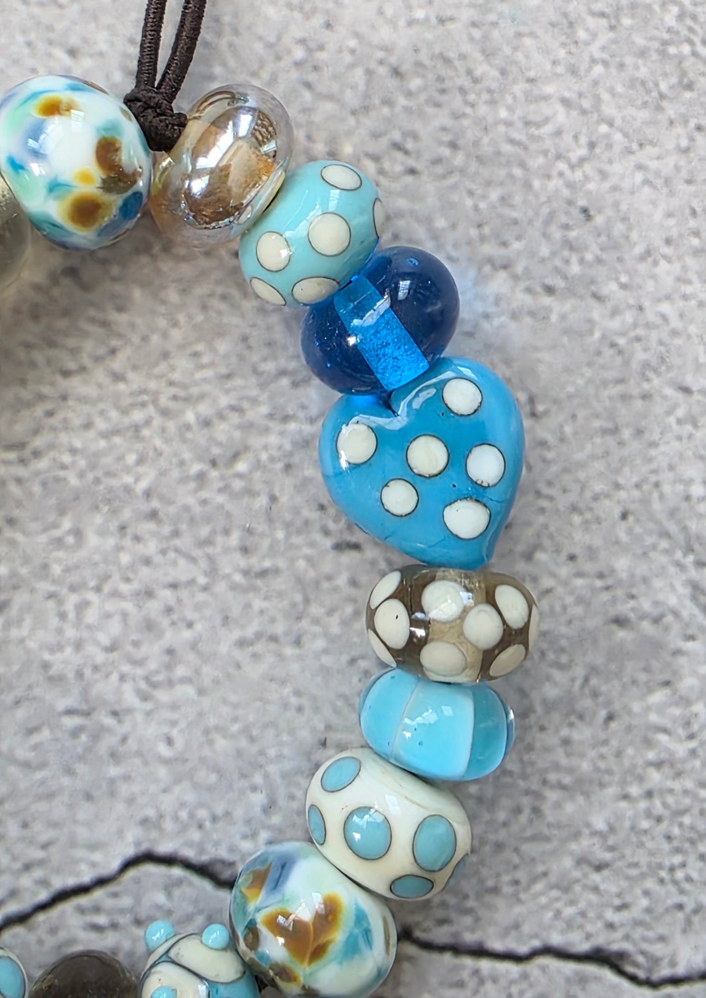 Turquoise Hearts Lampwork bead Stretch Bracelet
