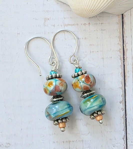 Tranquility Lampwork Bead Earrings