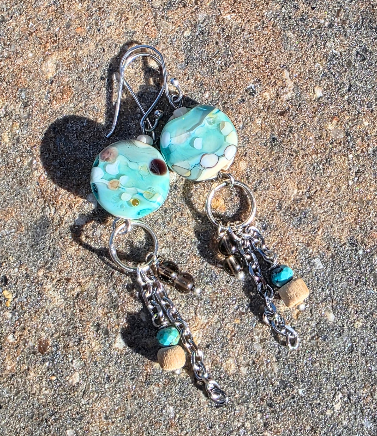 Long Dangle Lampwork Bead Earrings