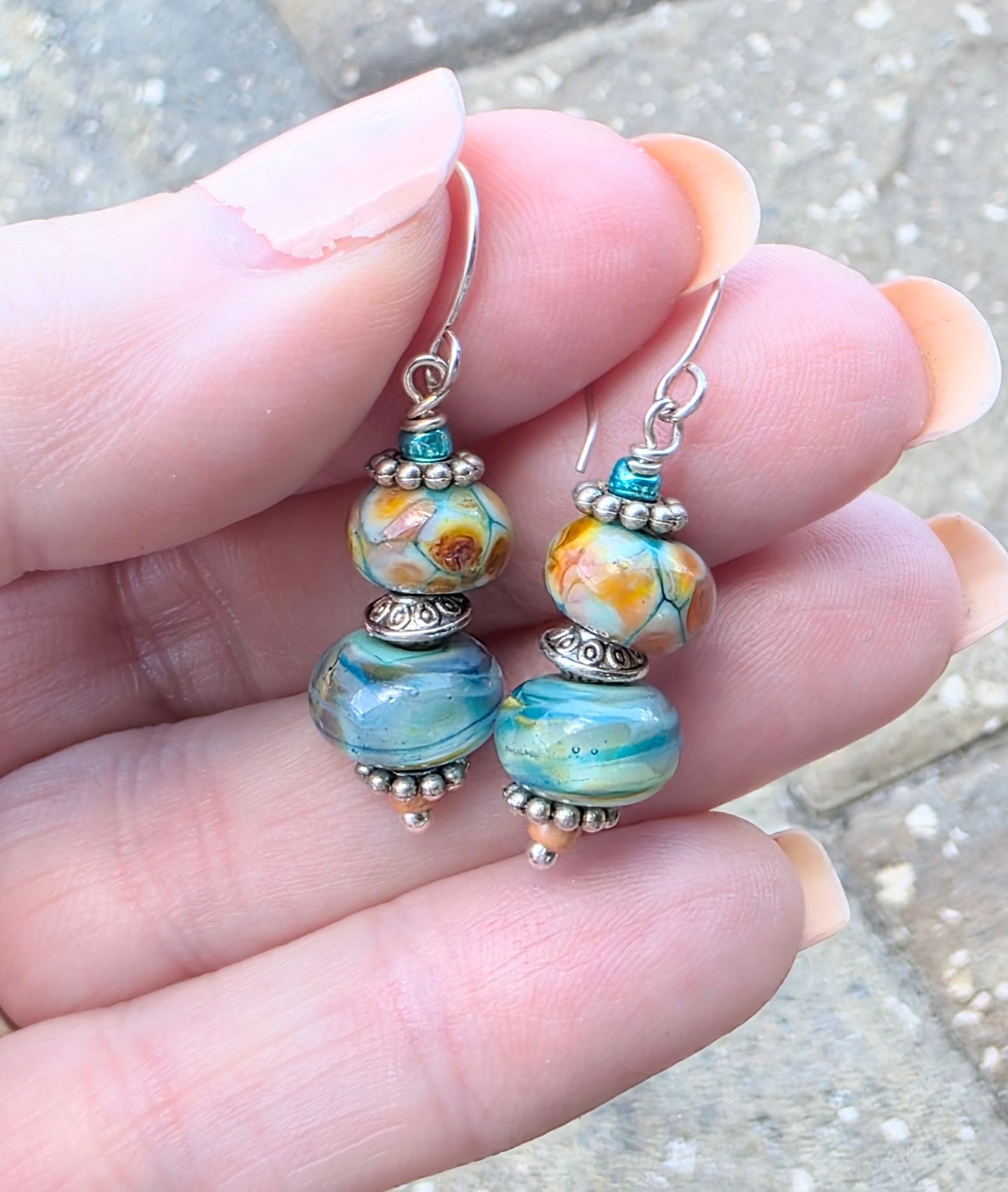 Tranquility Lampwork Bead Earrings