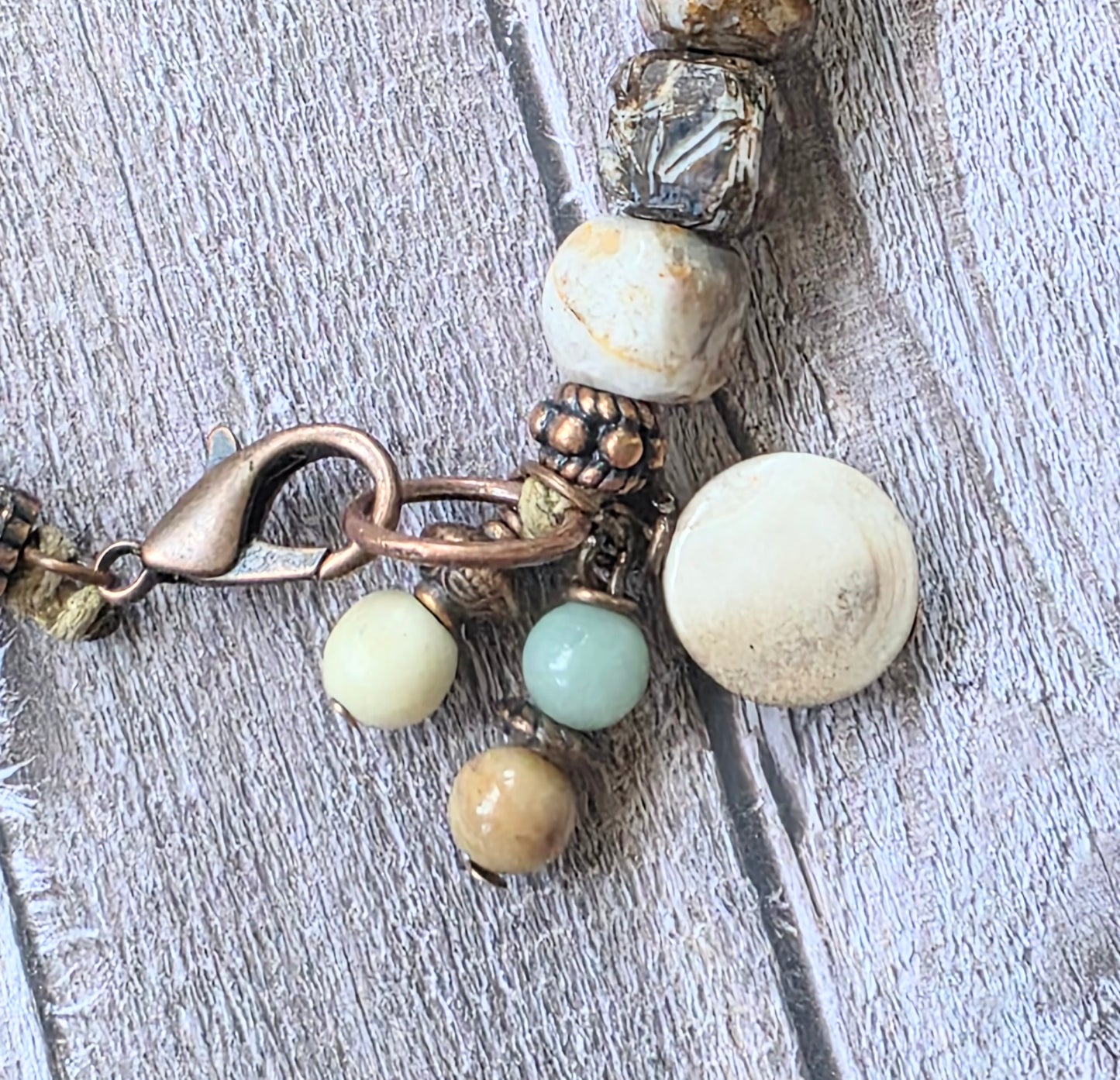 Handmade Boho Bracelet with Natural Stone, Bone and Wood