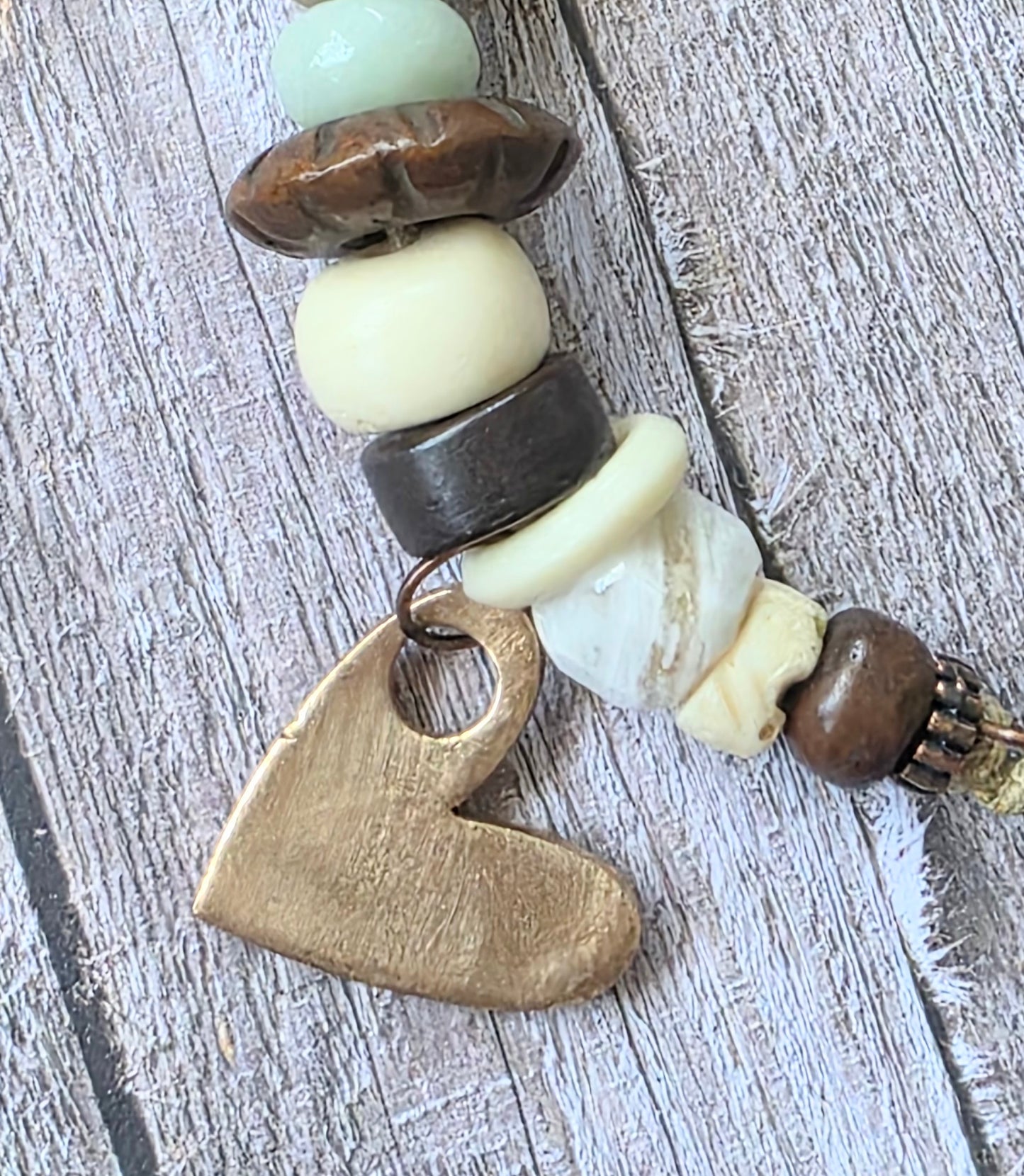 Handmade Boho Bracelet with Natural Stone, Bone and Wood