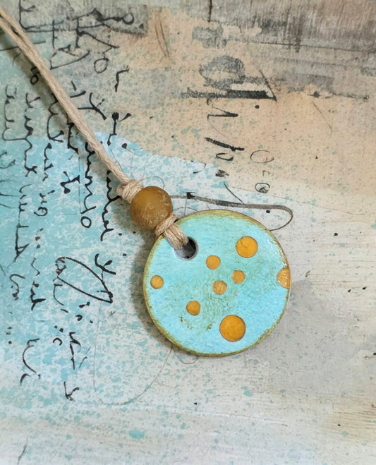 Ocean Sky Dot Pendant Necklace With Golden Accents