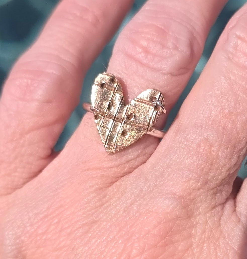 Bronze and Sterling Mixed Metal Pierced Ring