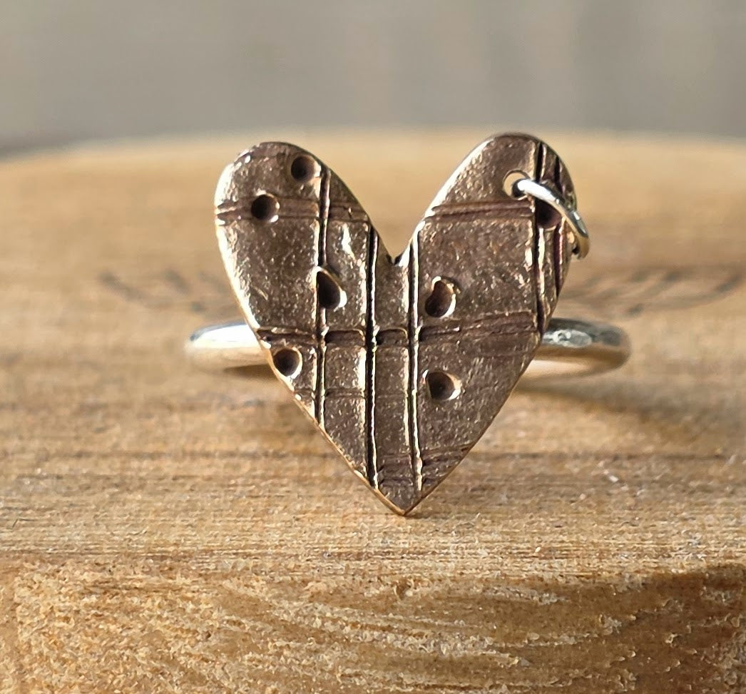 Bronze and Sterling Mixed Metal Pierced Ring