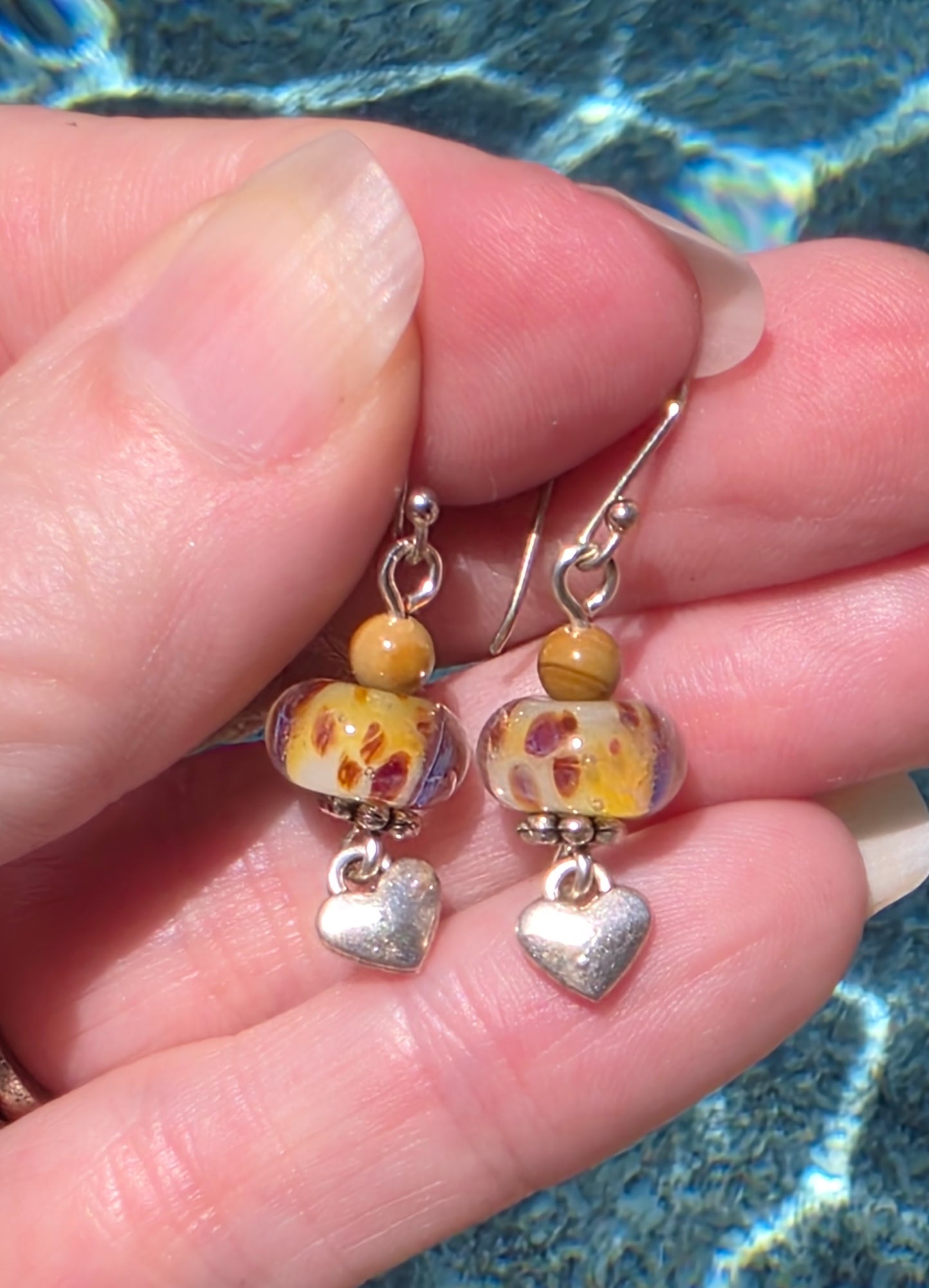 Lampwork and Gemstone Earrings